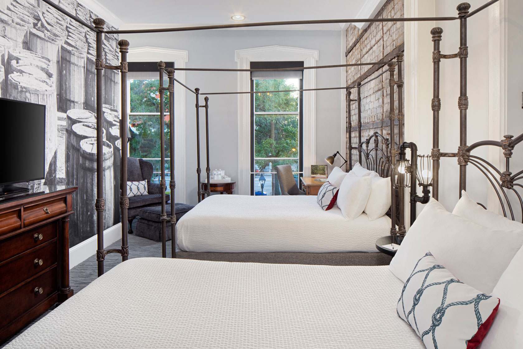 a room with two beds