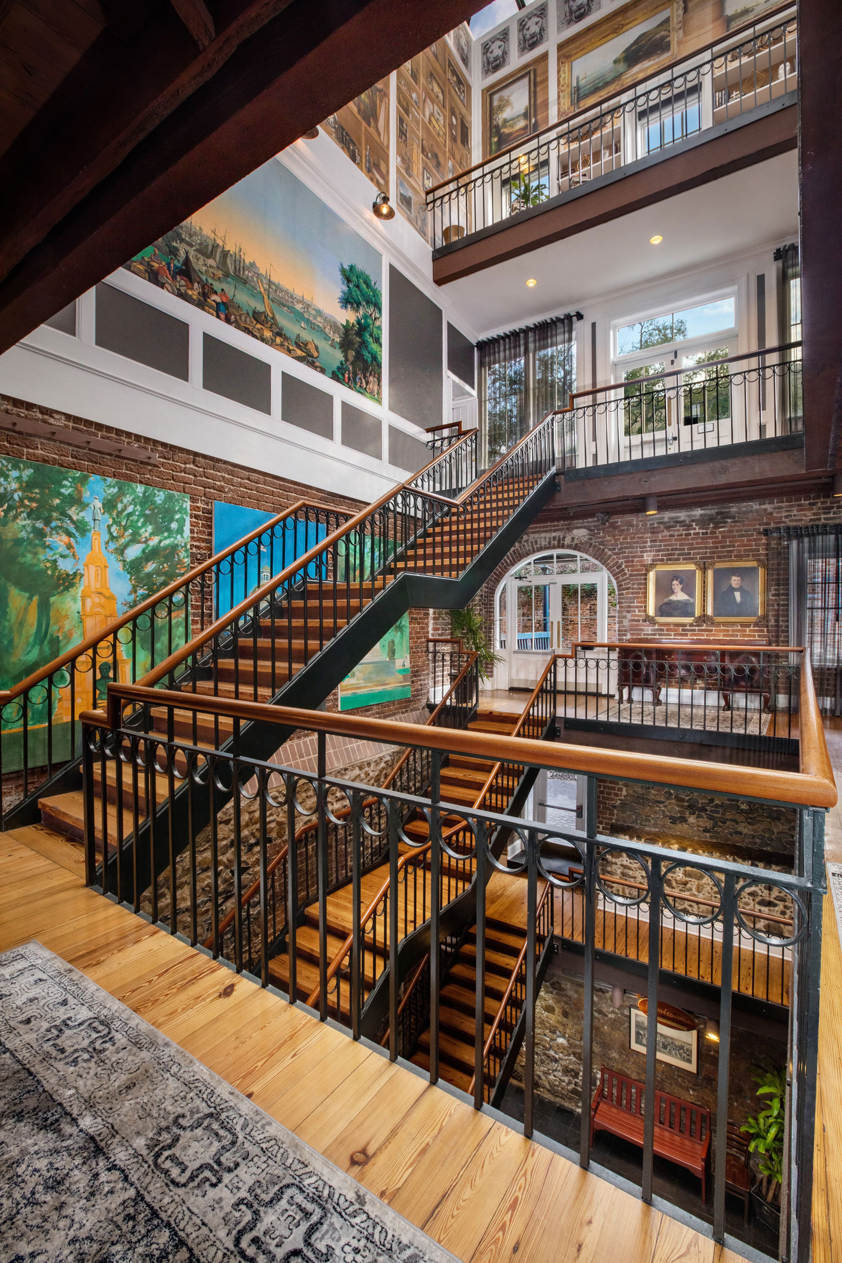 a staircase in a building