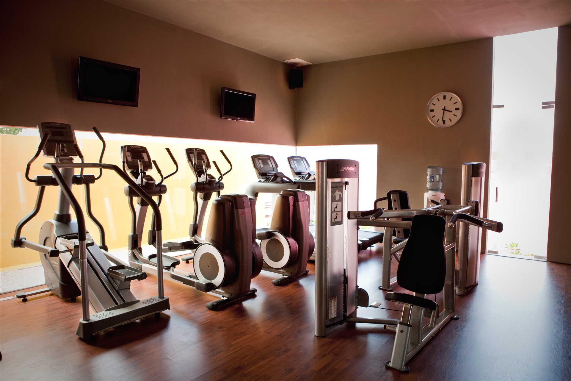 a room with exercise equipment