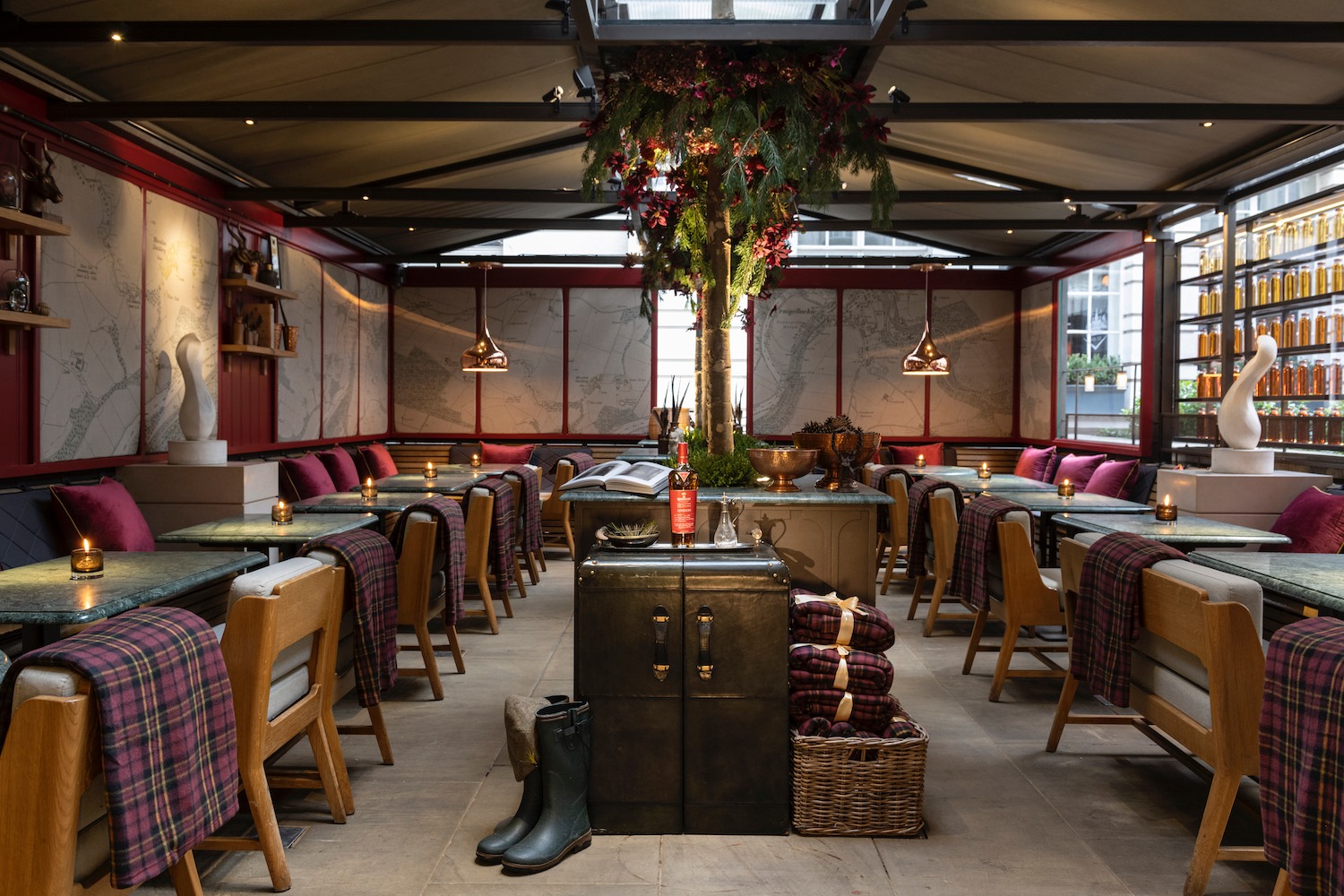 a room with tables and chairs