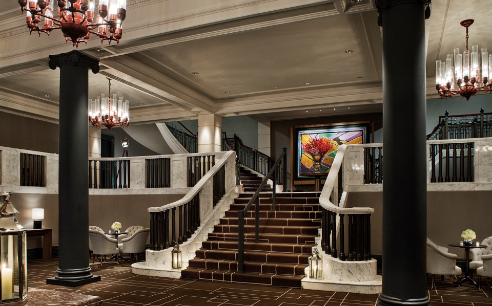 a staircase in a building