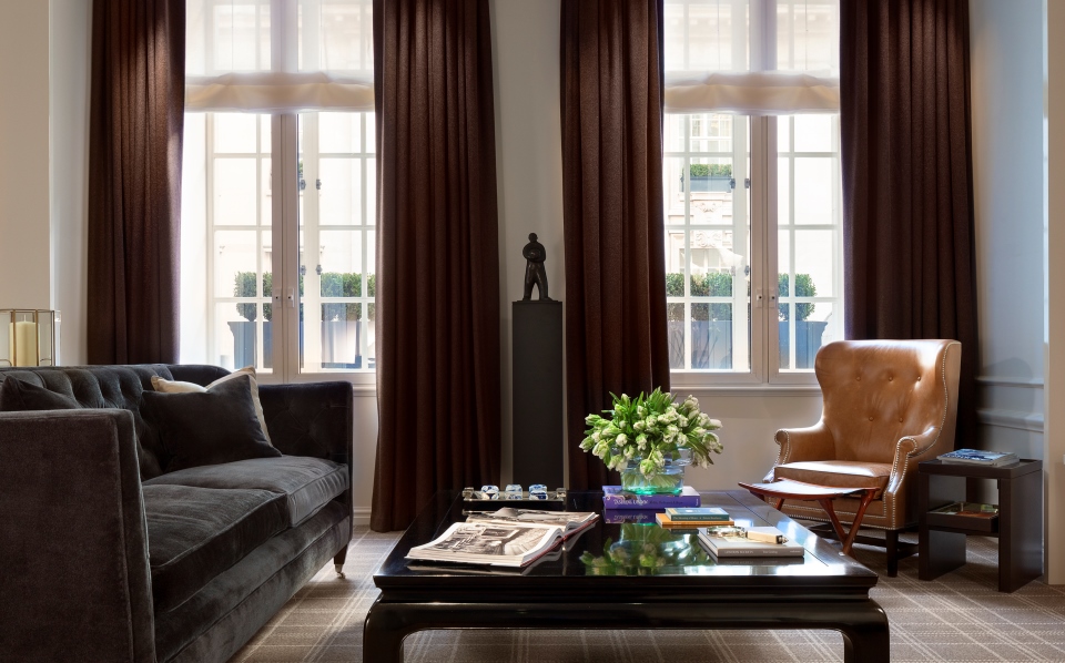 a living room with a couch and a coffee table