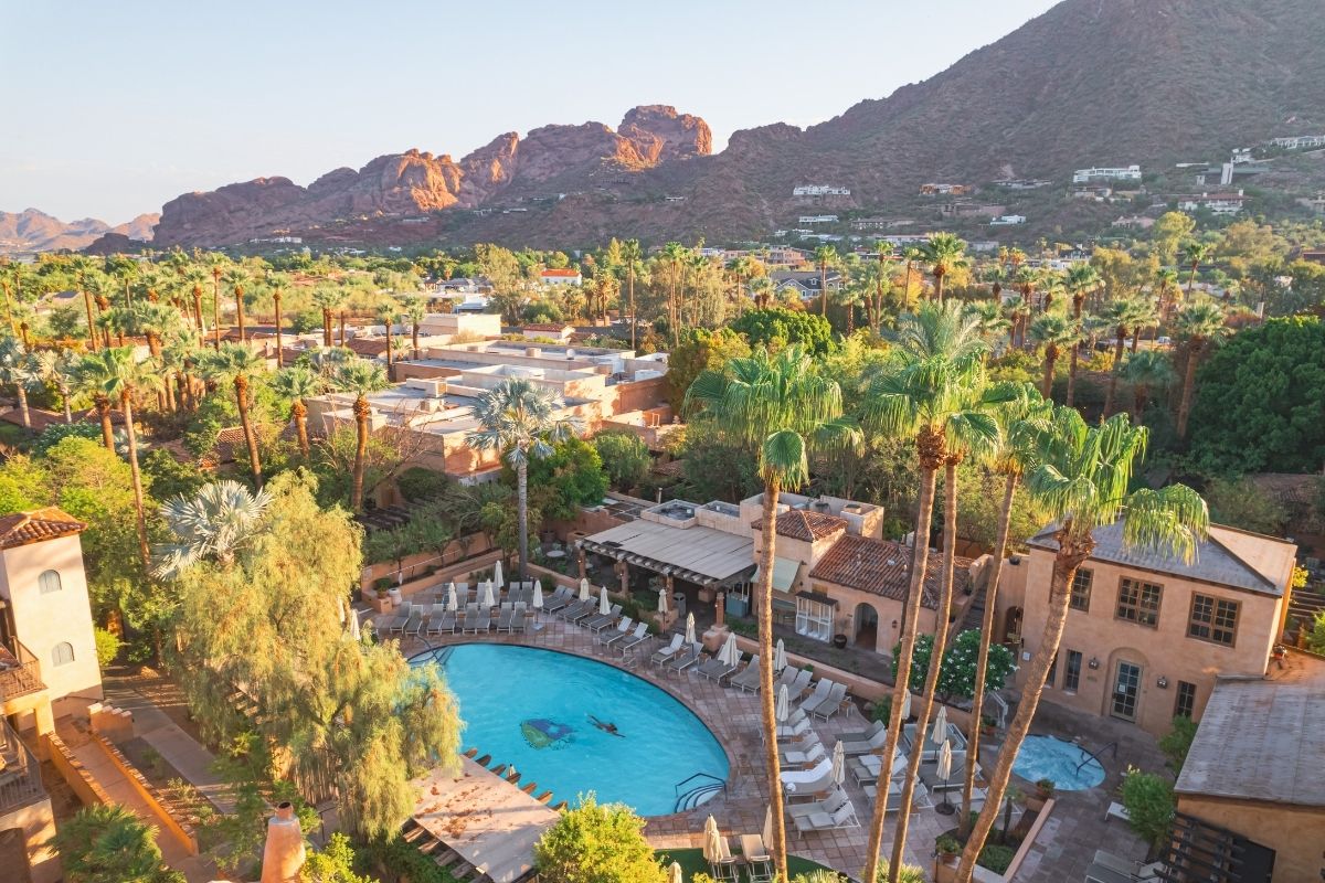 a pool in a resort