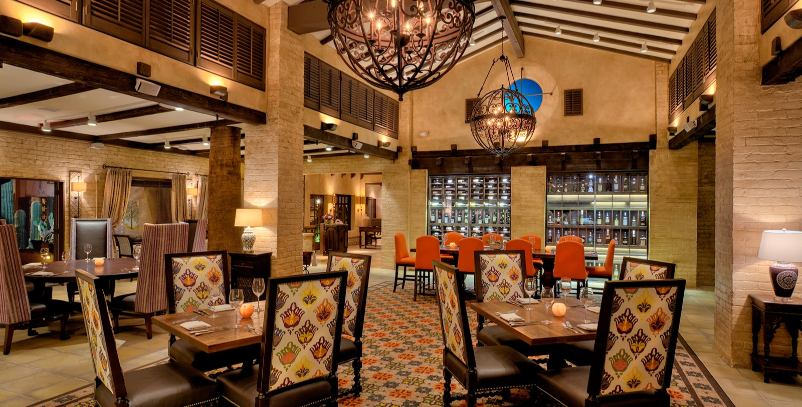 a restaurant with tables and chairs