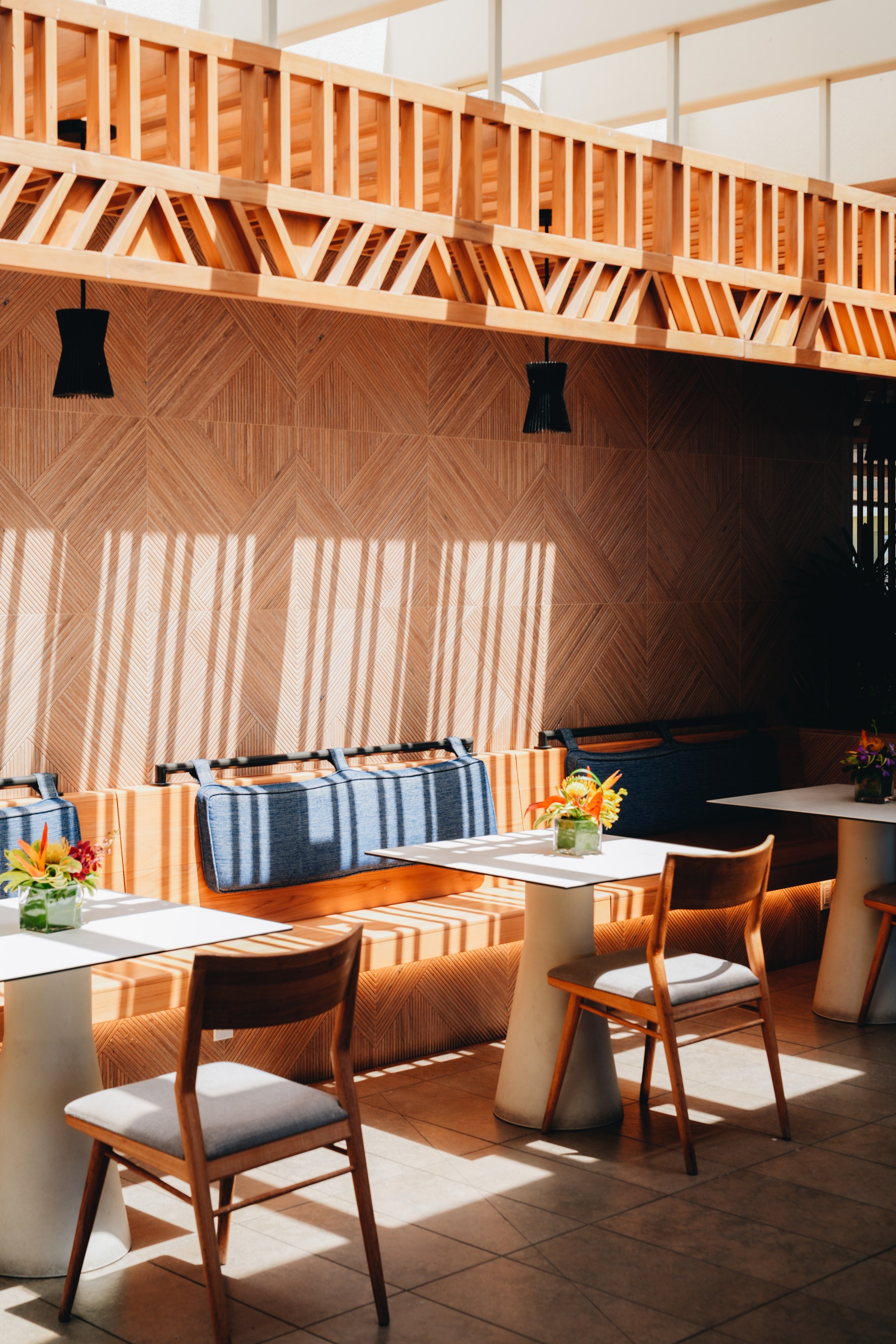 a table and chairs in a room