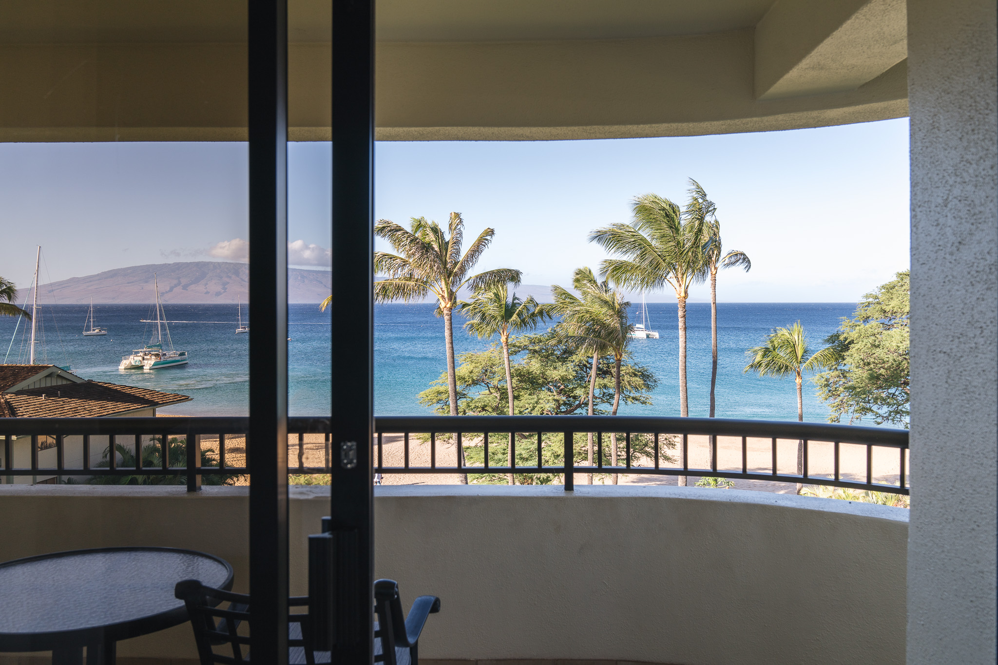 a view of the ocean from a balcony