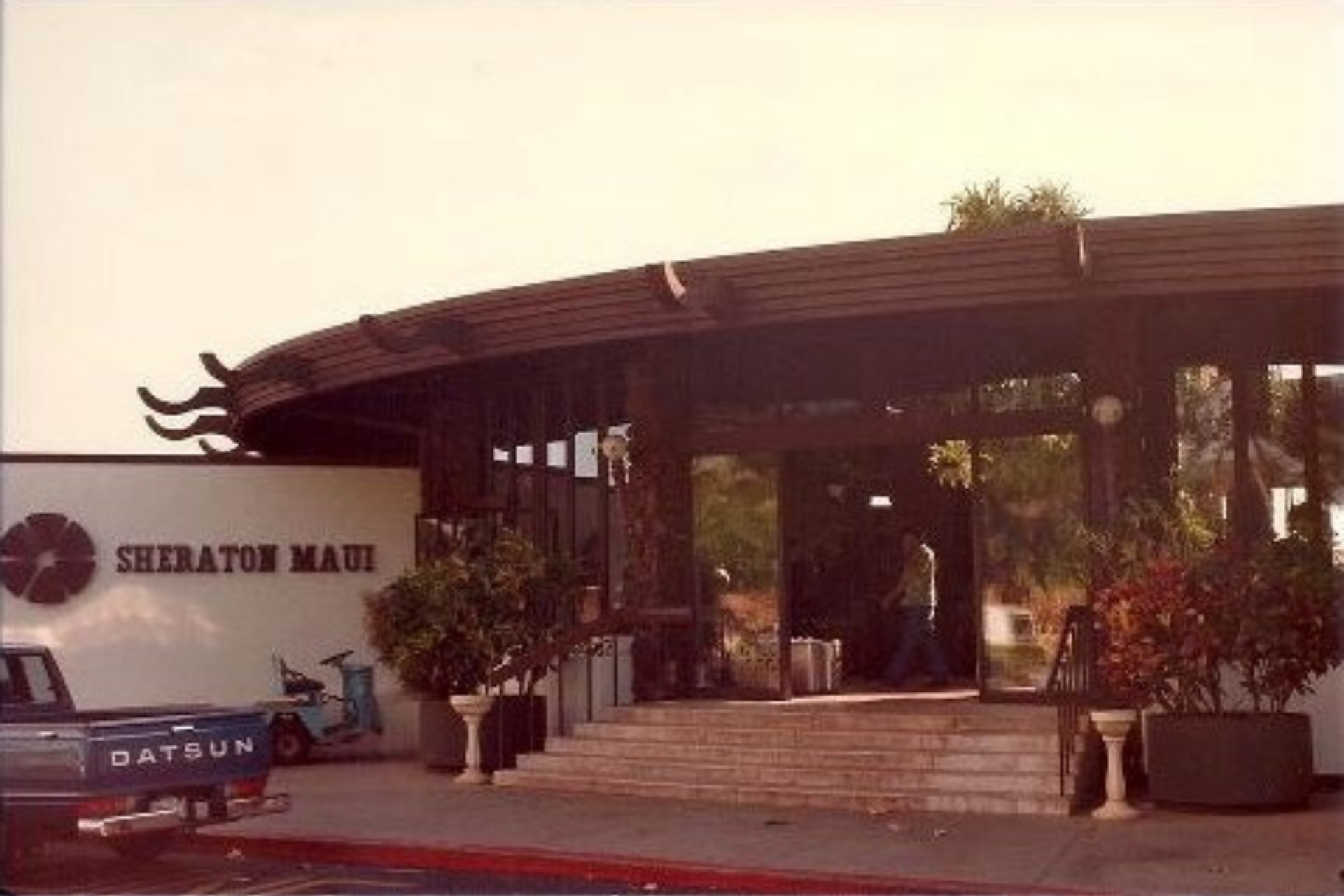 a man walking into a building