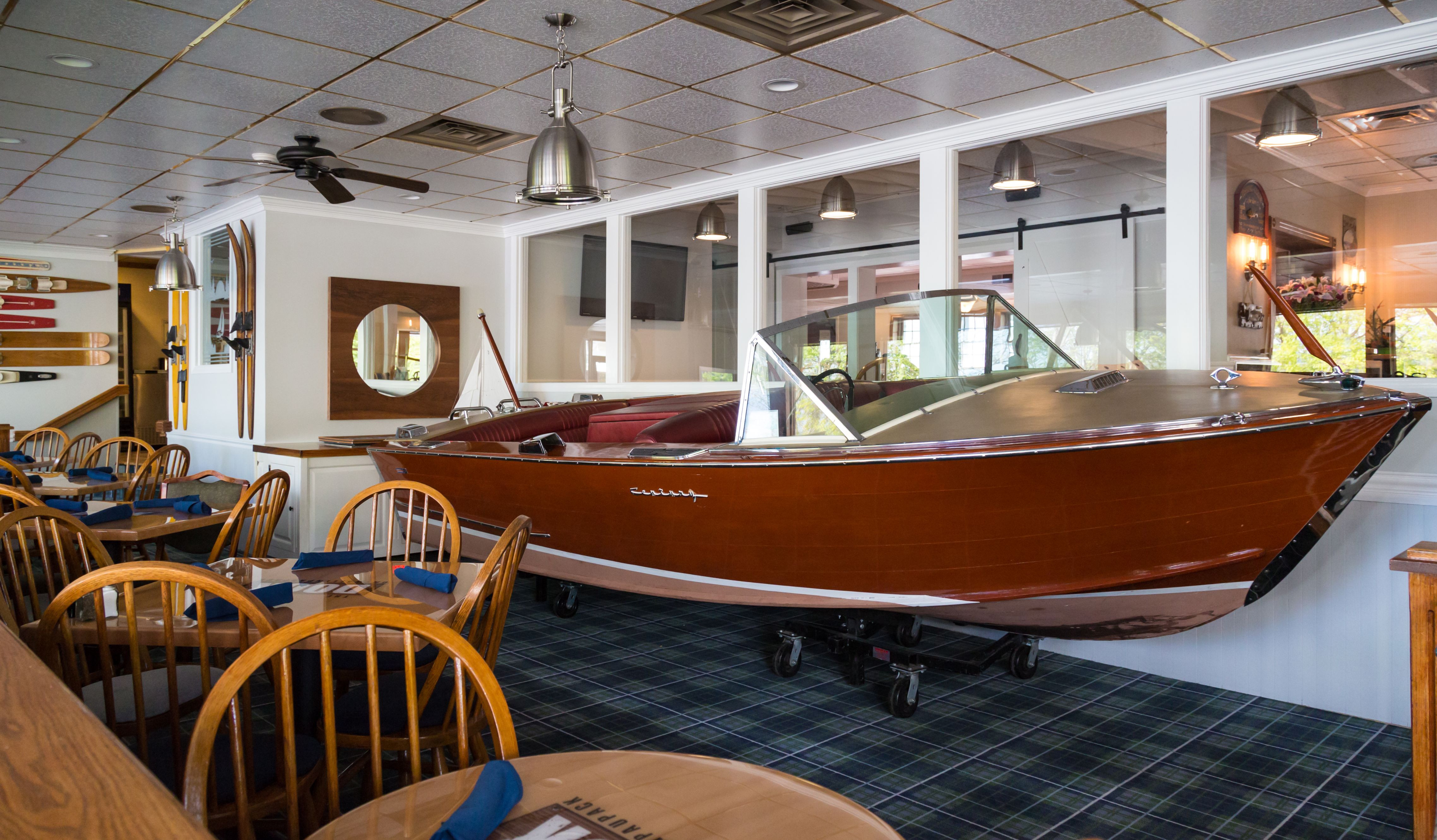 a boat in a room