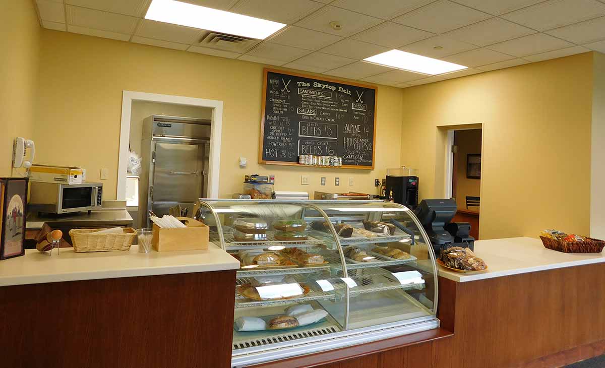 a bakery display case in a bakery