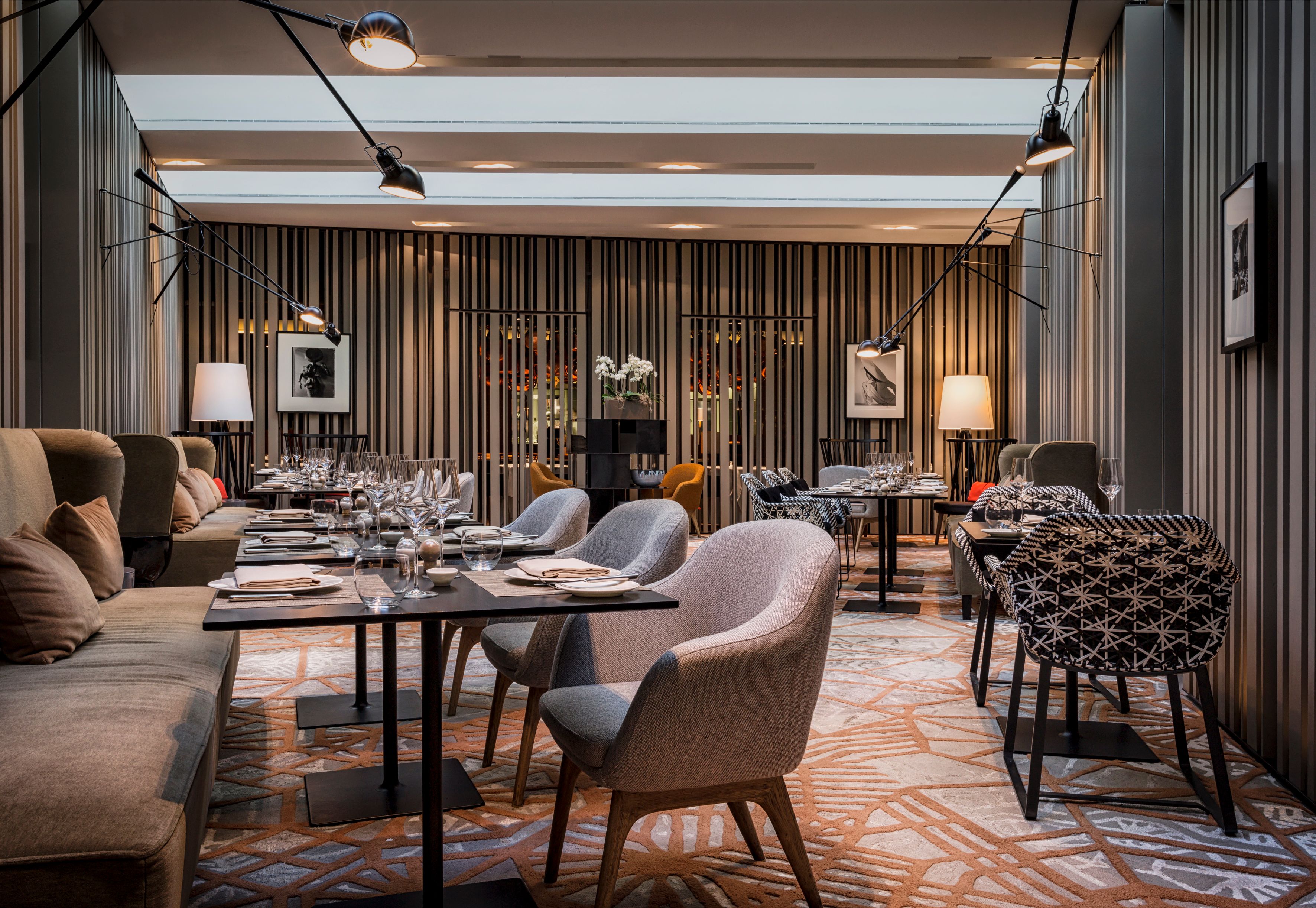 a room with tables and chairs