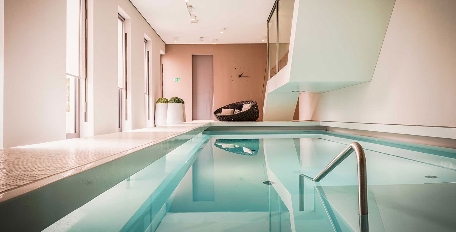 a swimming pool inside a house