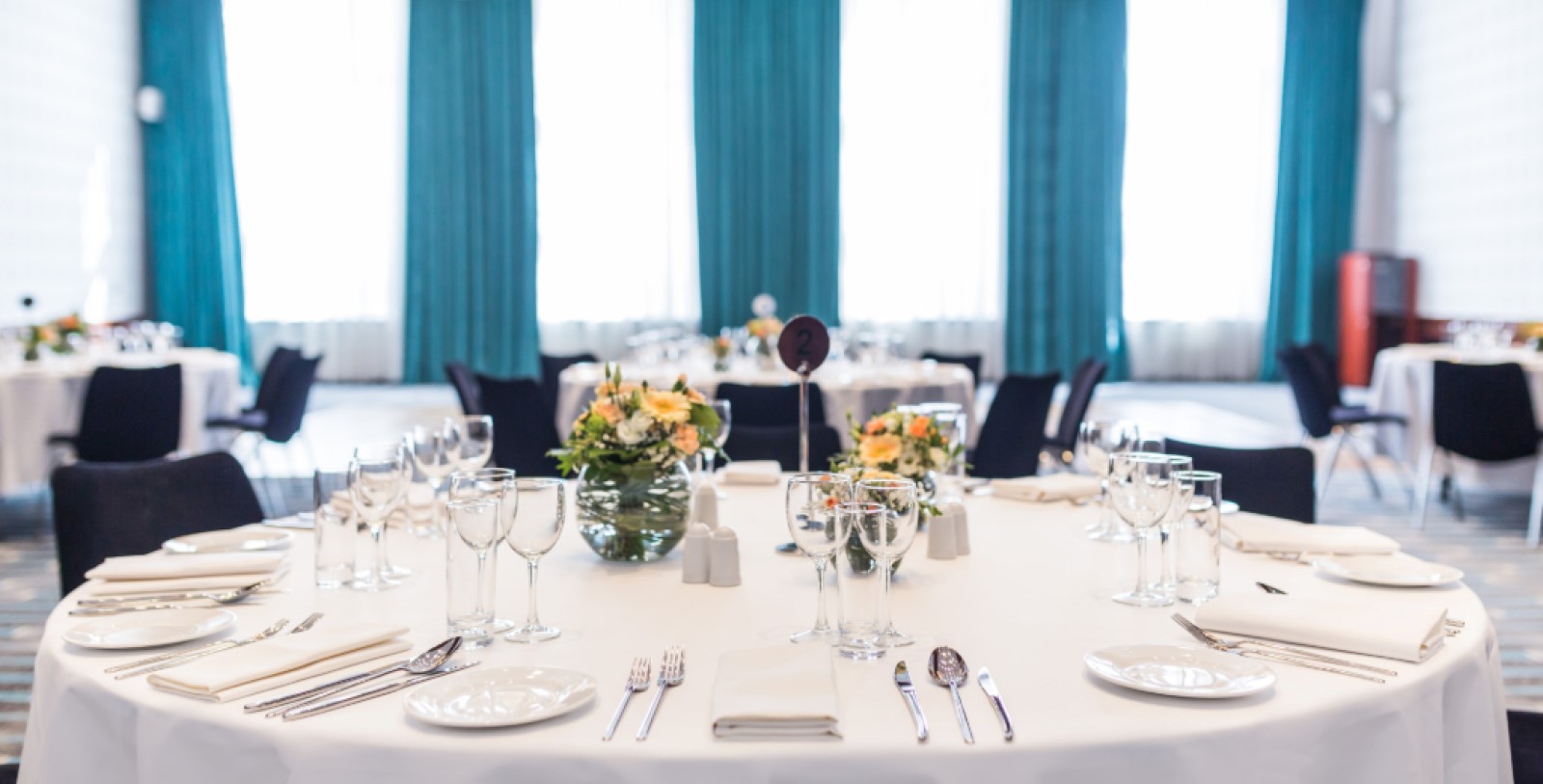 a table set for a banquet