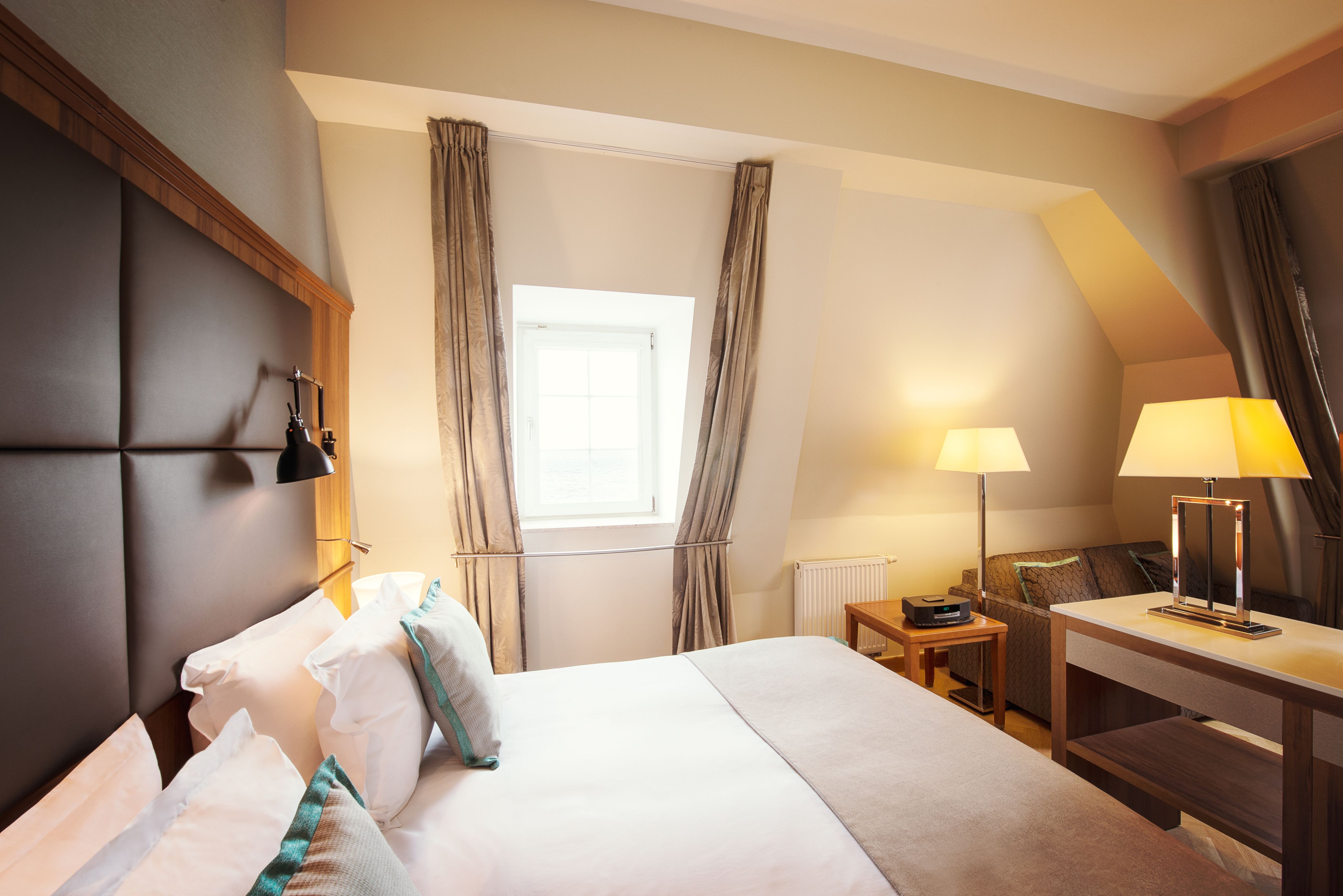 a bed in a room