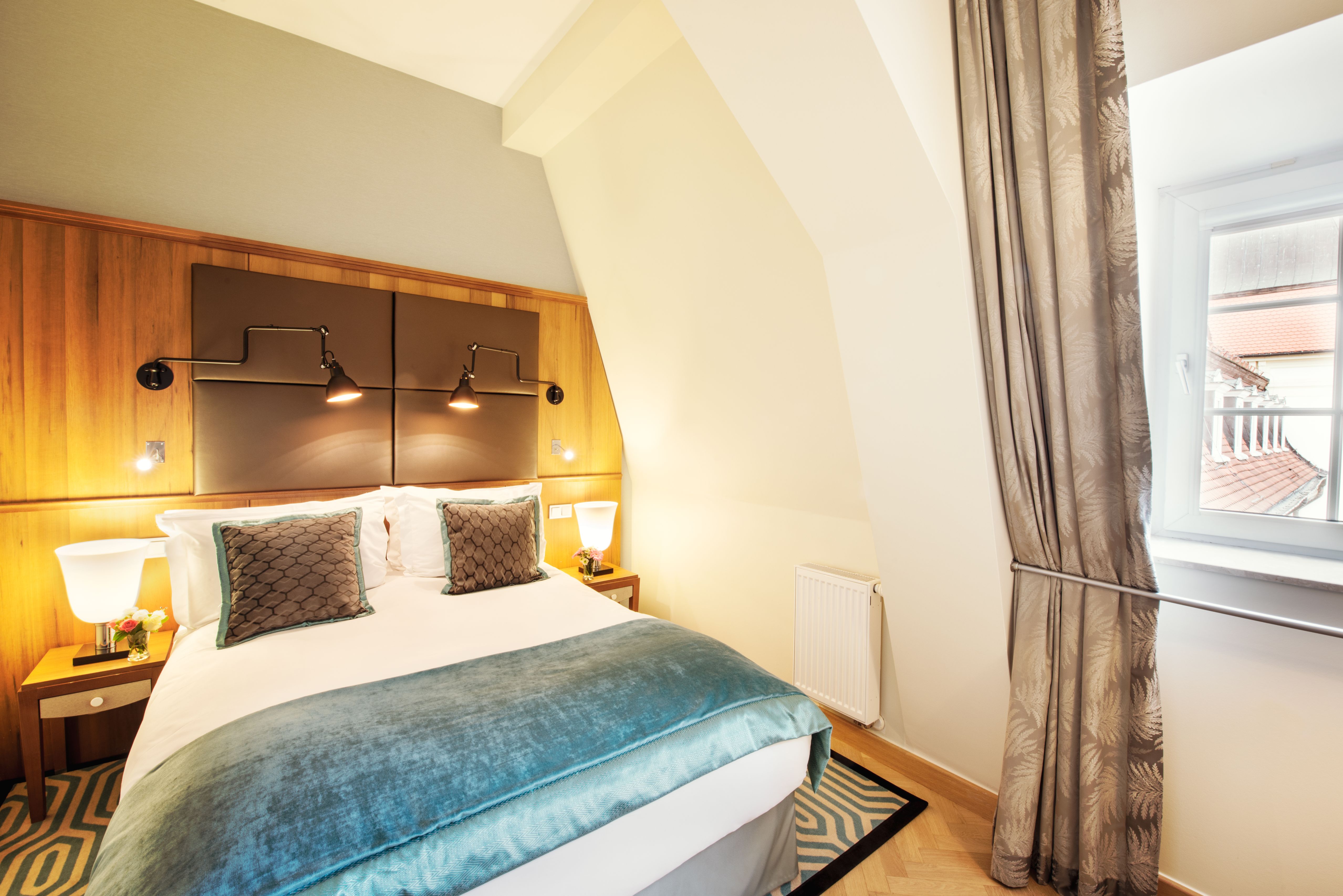 a bed in a room