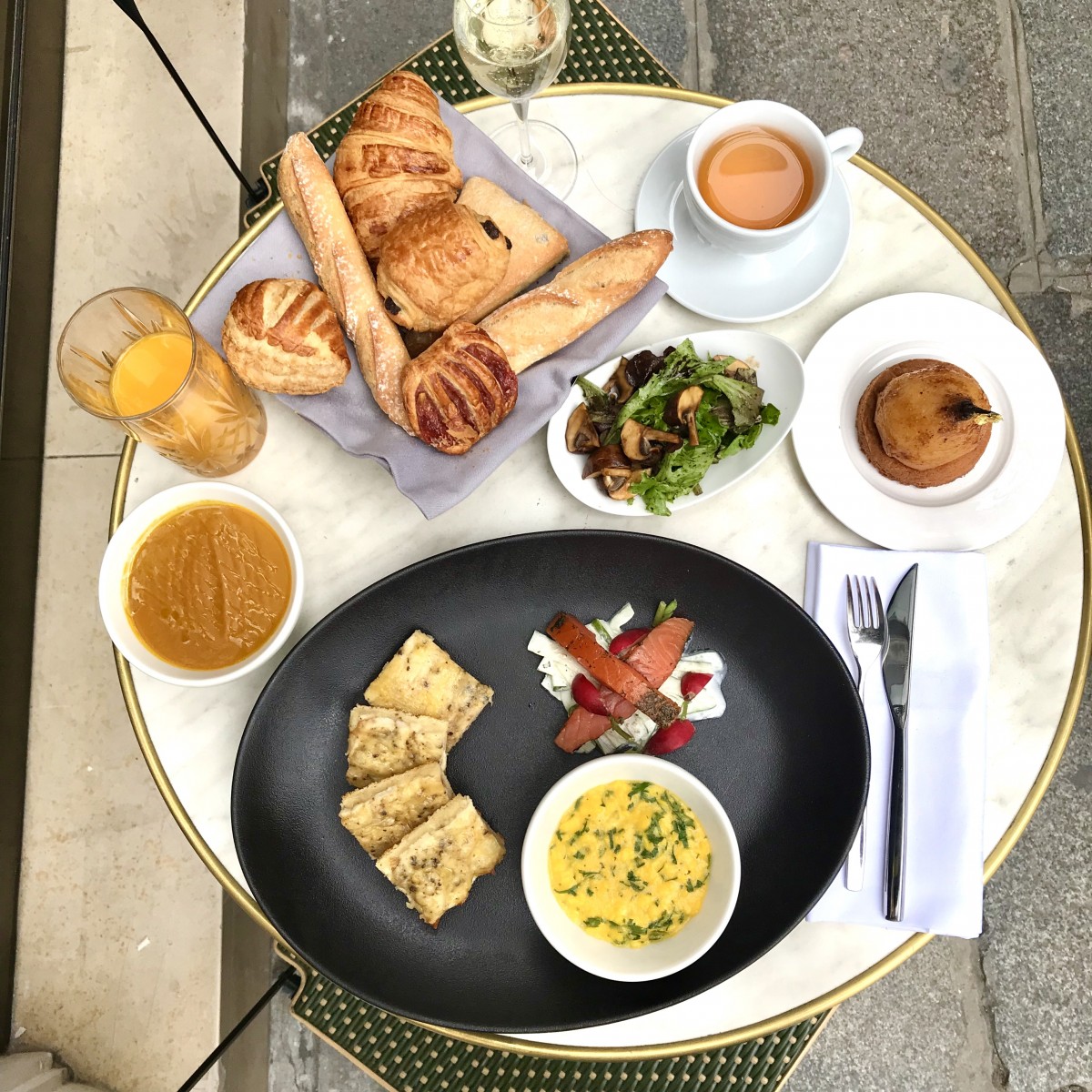 a table with food on it