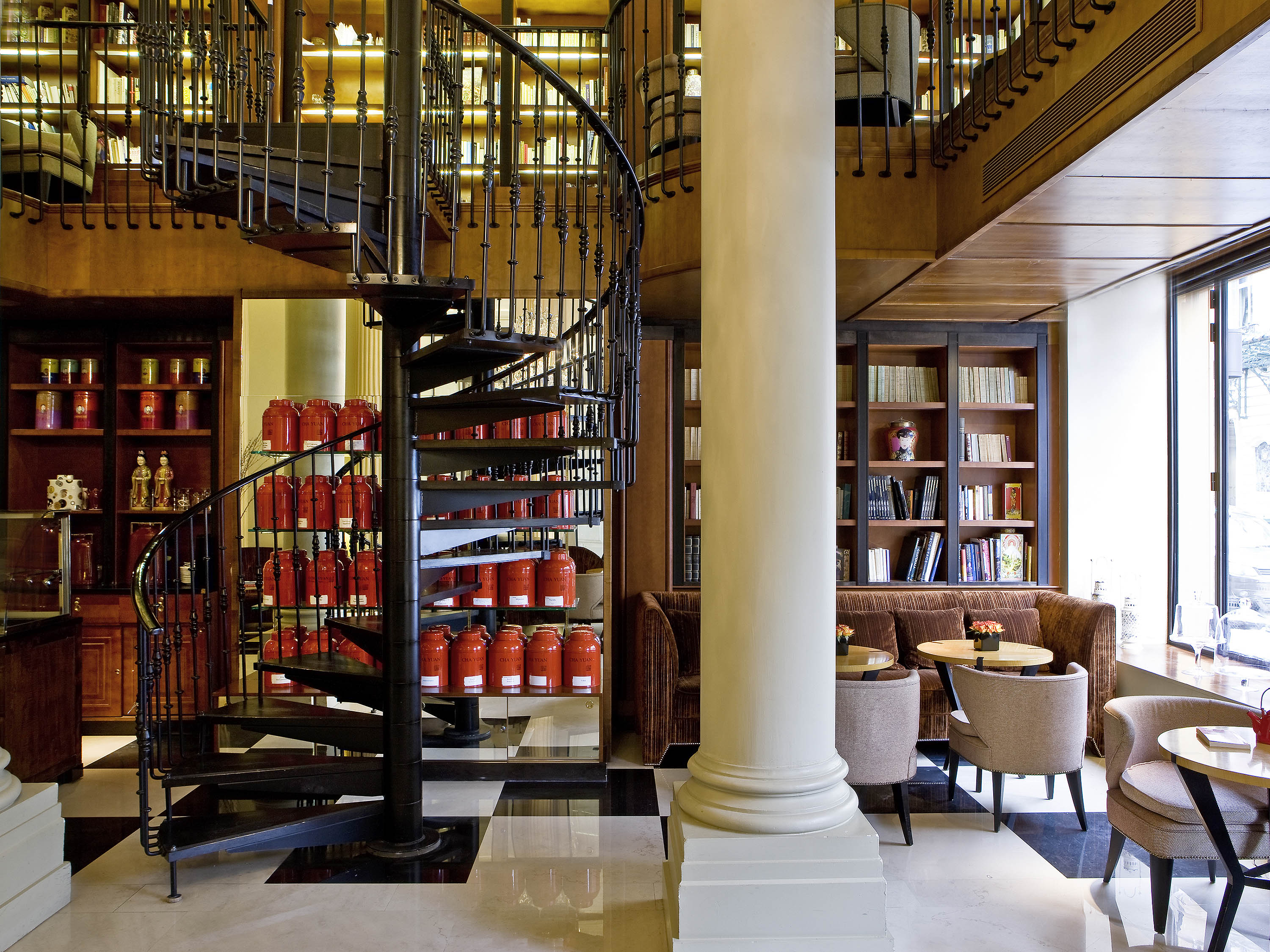 a spiral staircase in a room