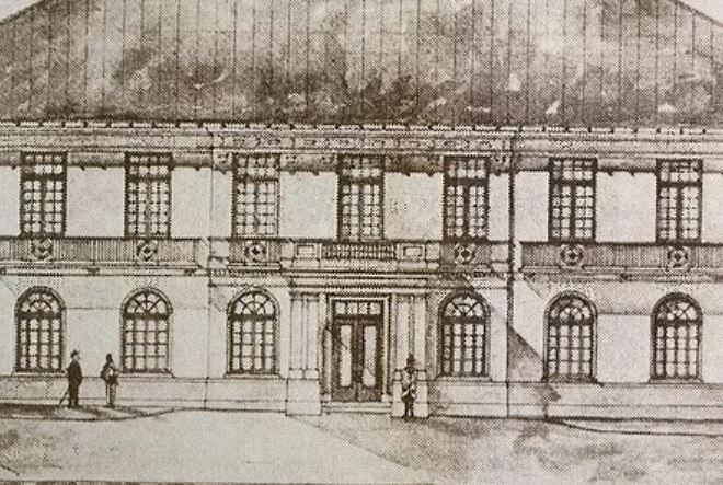 a drawing of a building