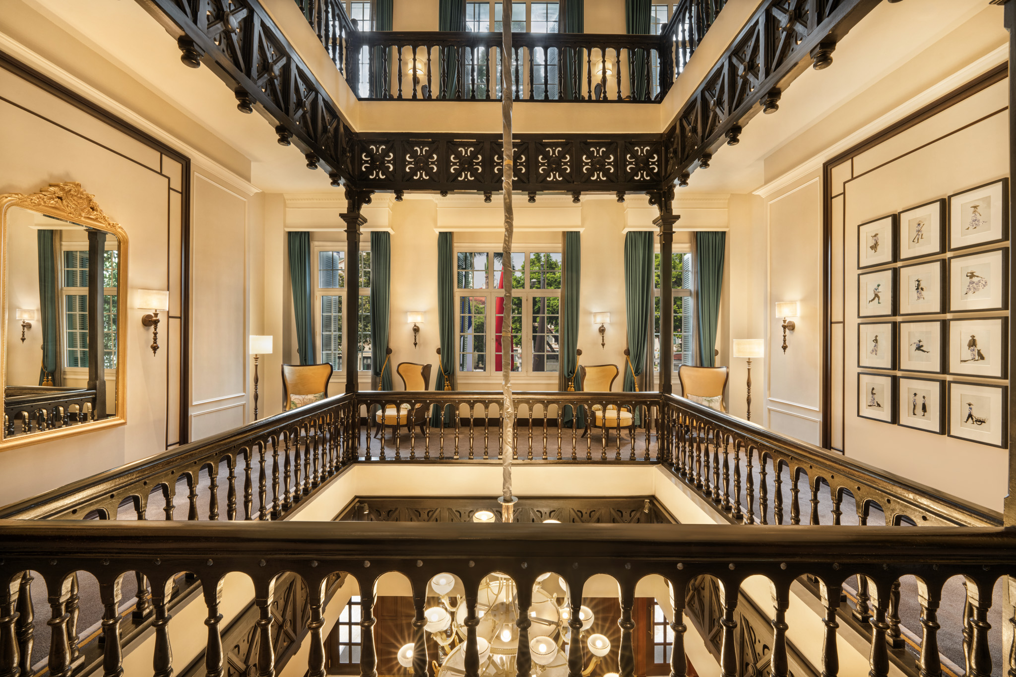 a room with a chandelier and a chandelier