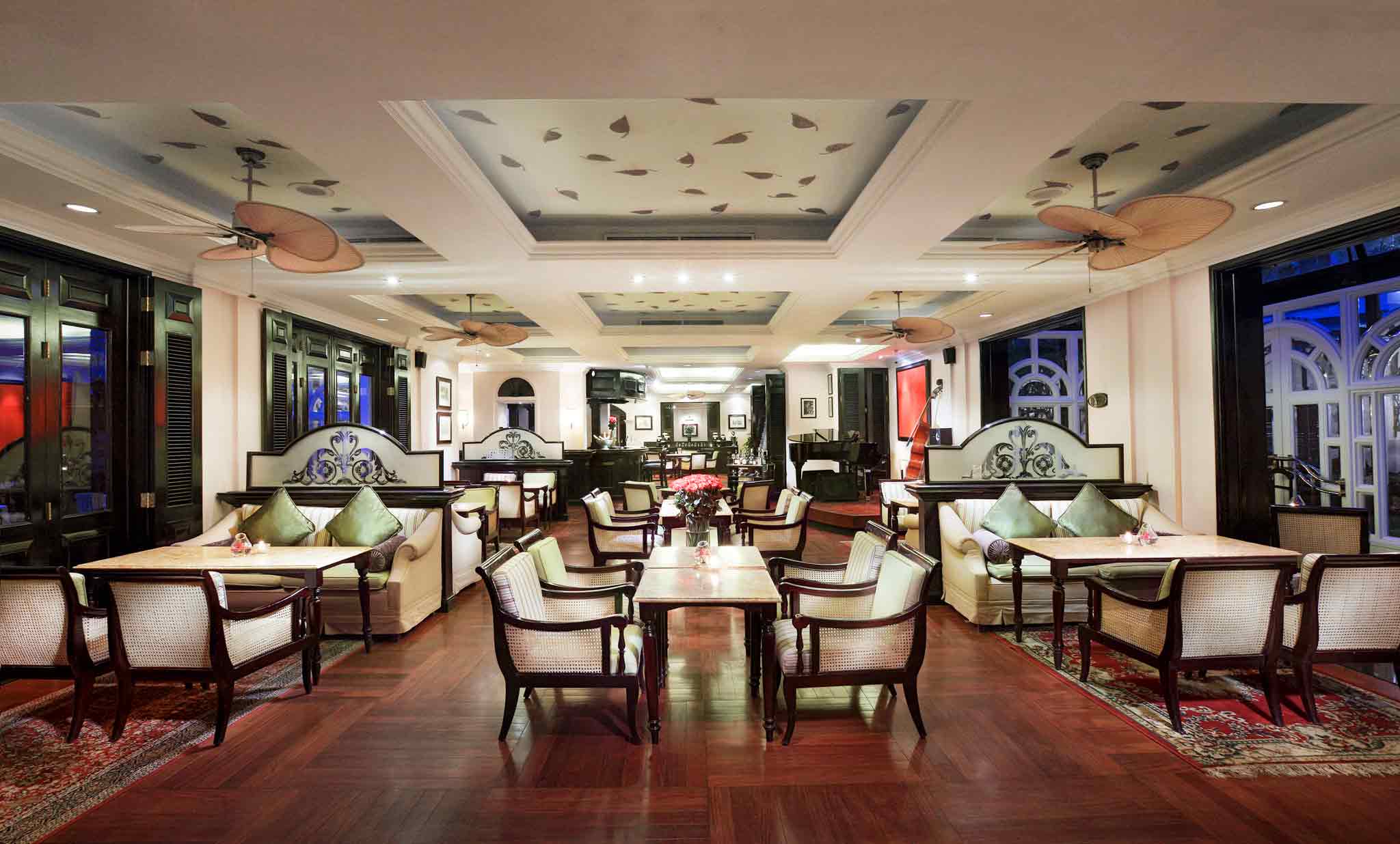 a room with tables and chairs