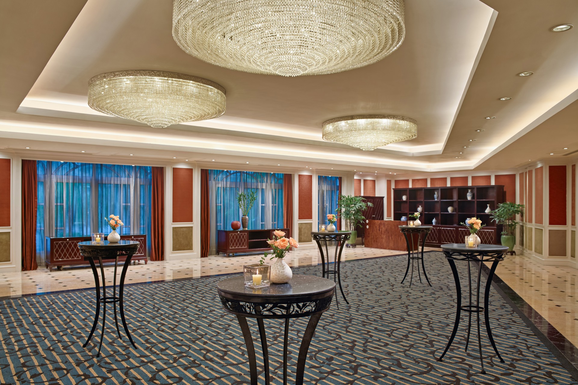 a room with tables and chairs