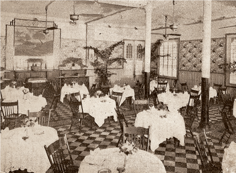 a room with tables and chairs