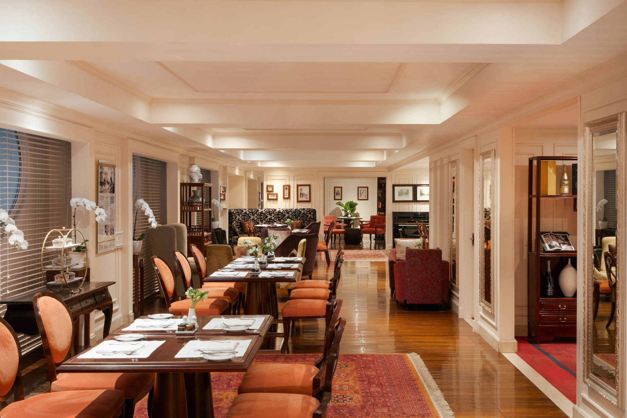 a room with tables and chairs