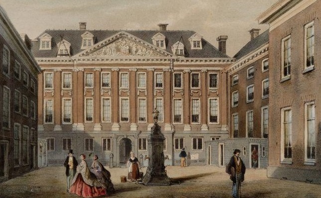 a large building with people in front of it