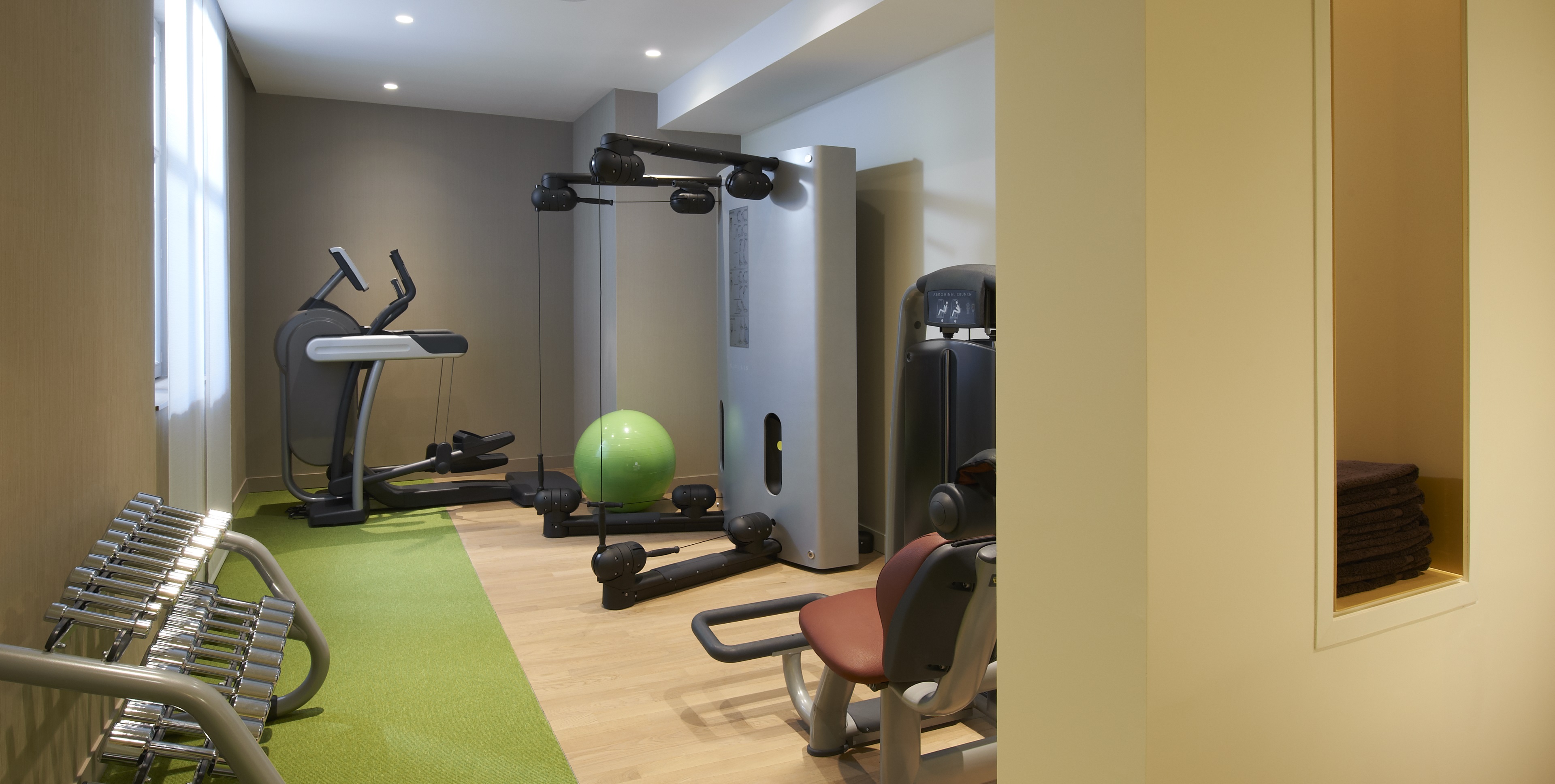 a room with exercise equipment