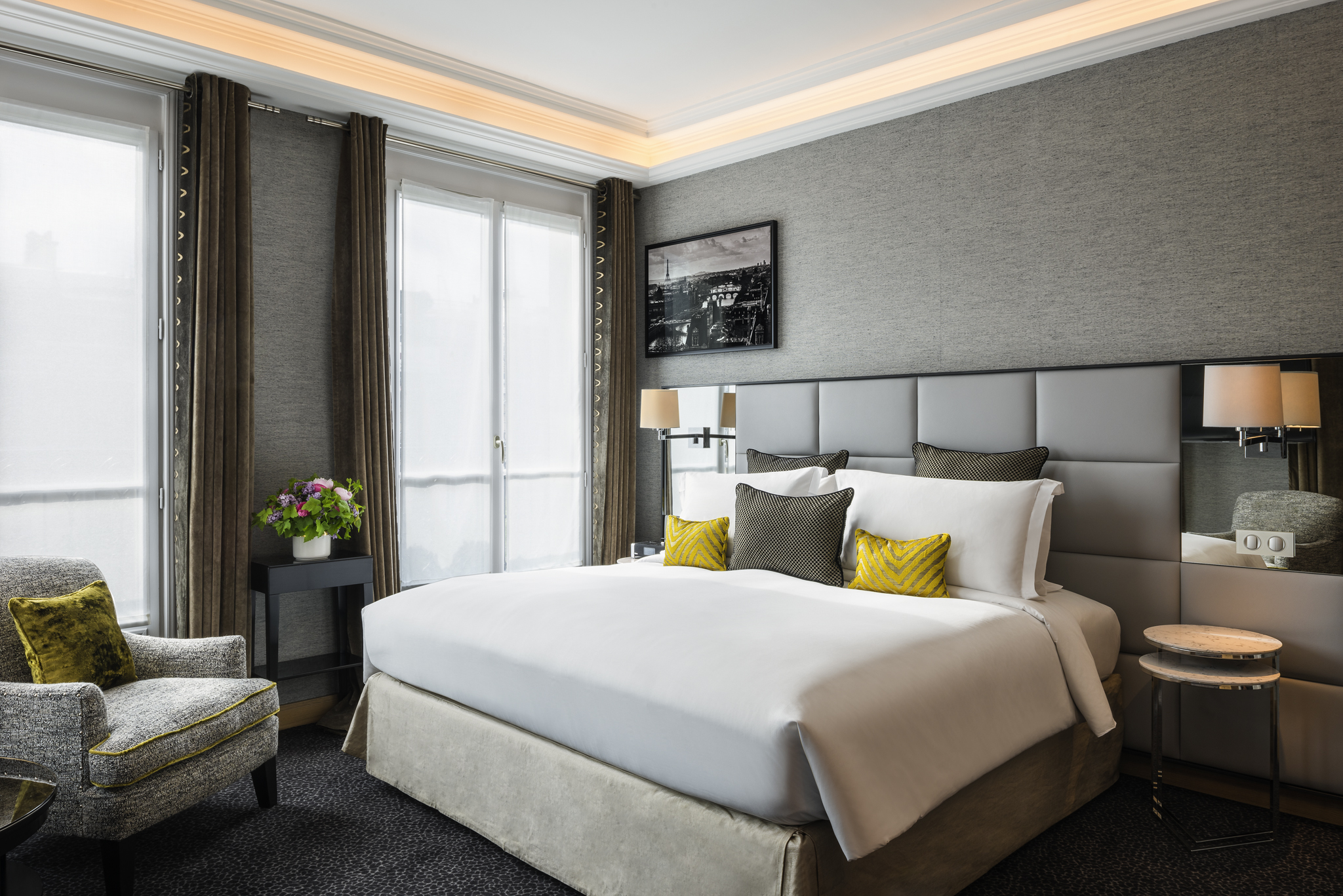 a bed in a room