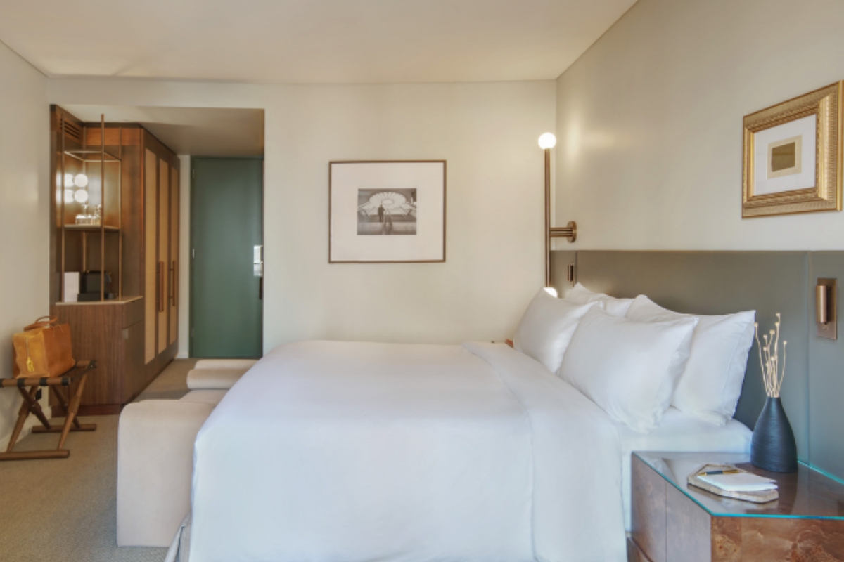 a bed in a room