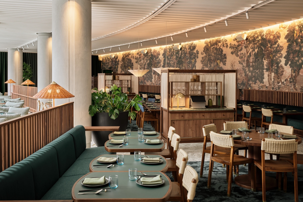 a restaurant with tables and chairs