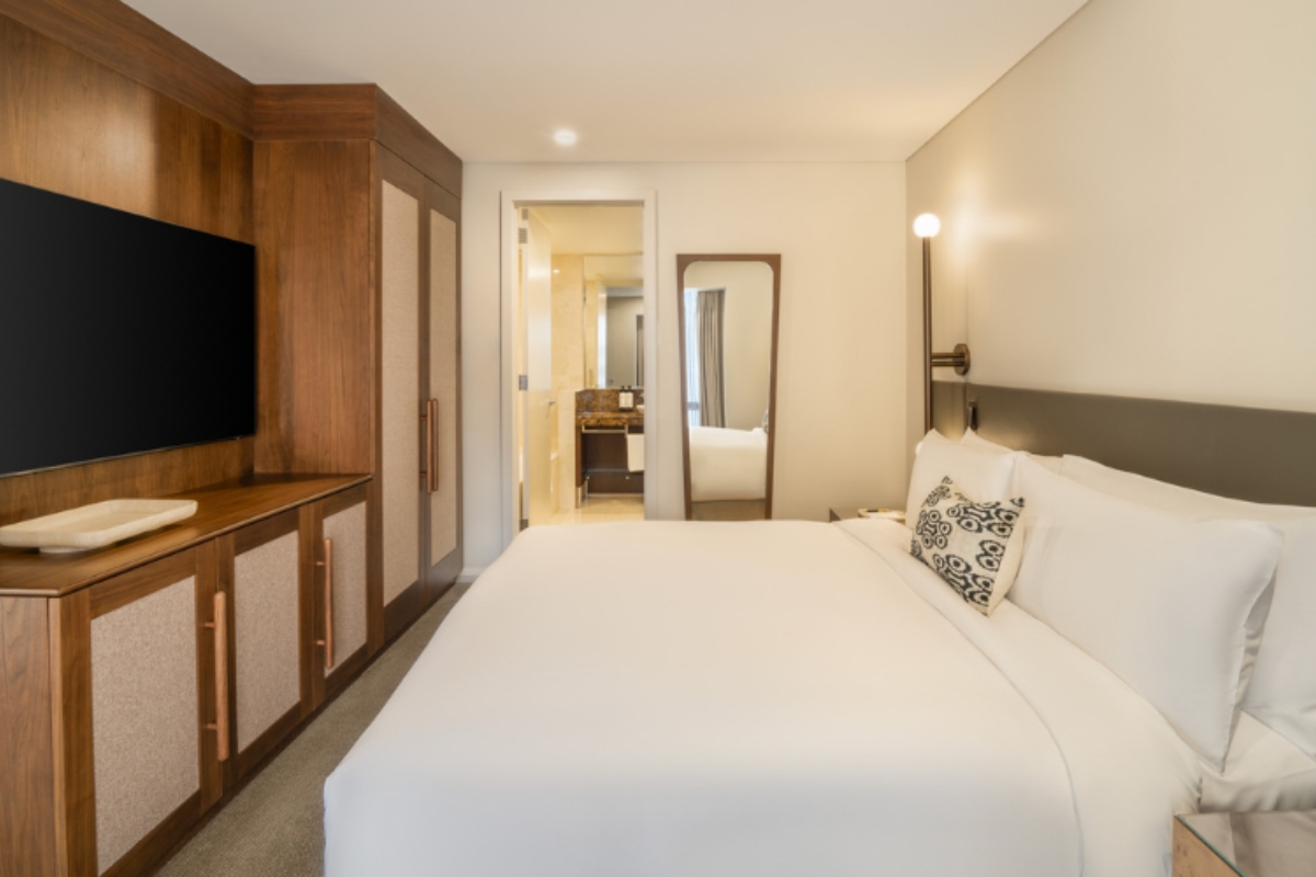 a bed in a room