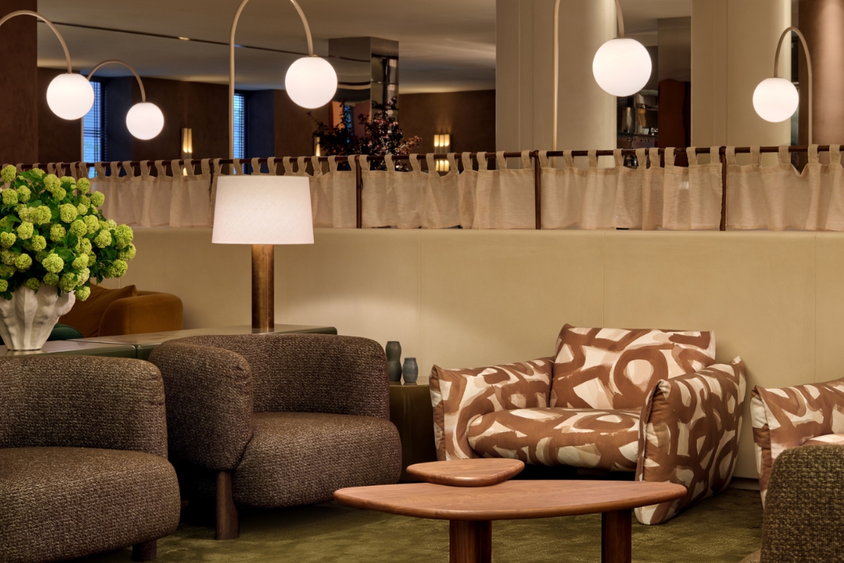 a room with a couch and a table