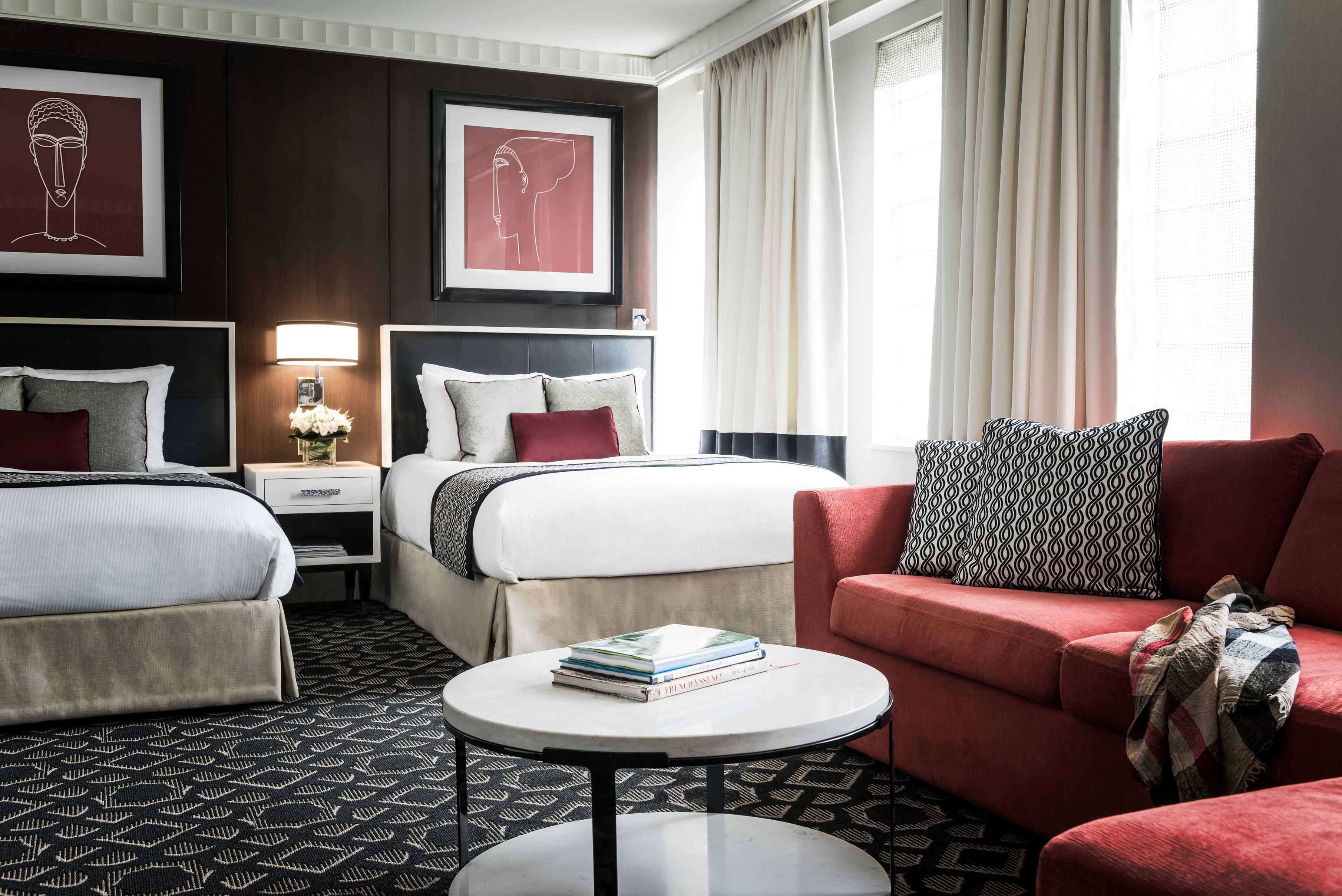 a room with a bed and a couch