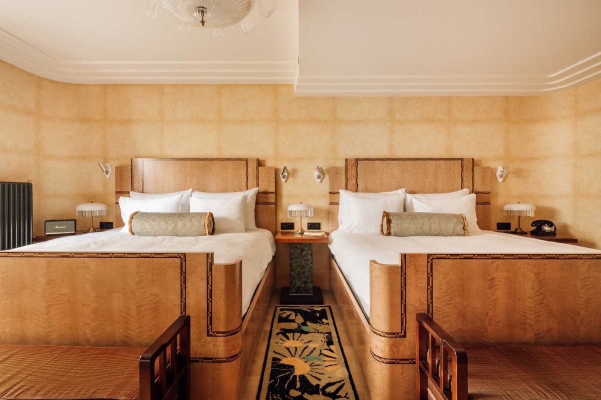 a room with two beds