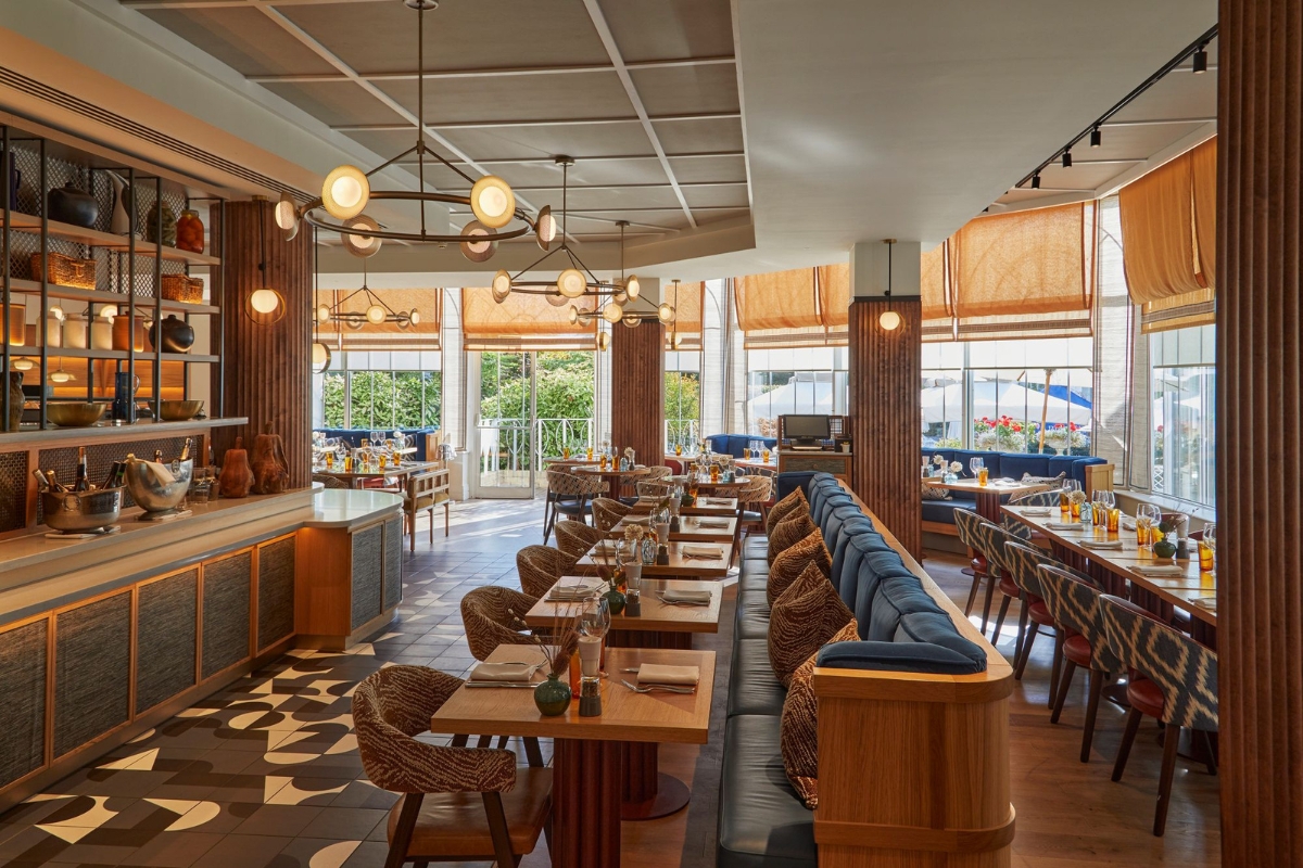 a restaurant with tables and chairs