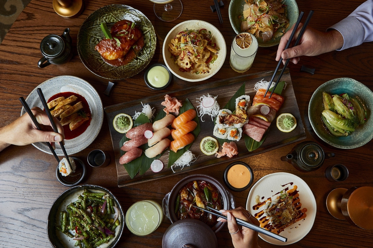 a table full of food