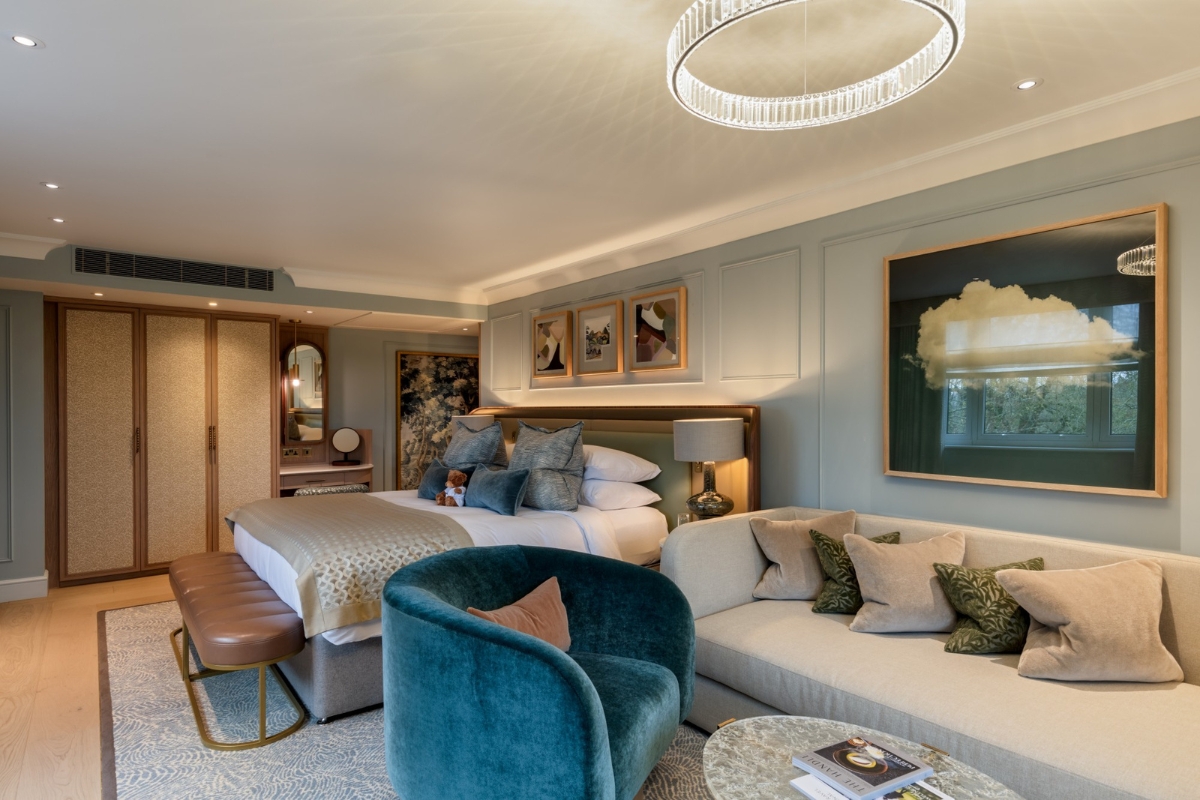 a room with a bed and a couch