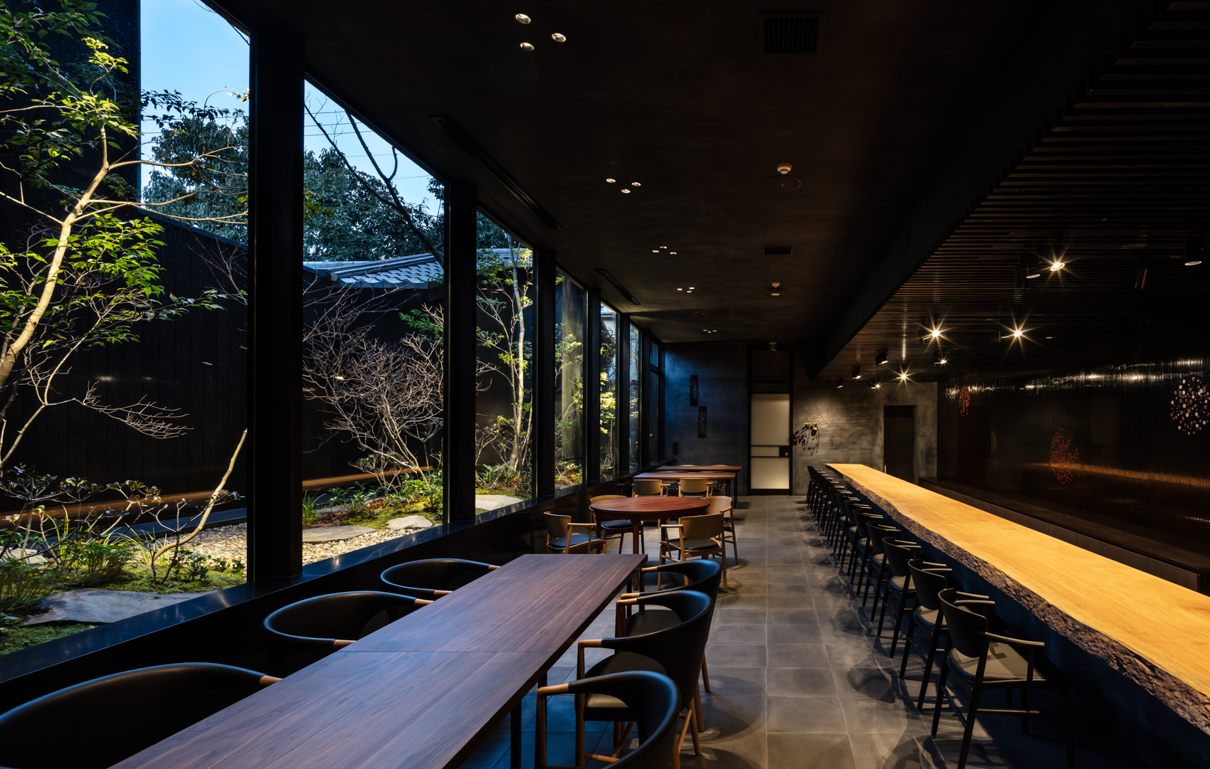 a room with tables and chairs