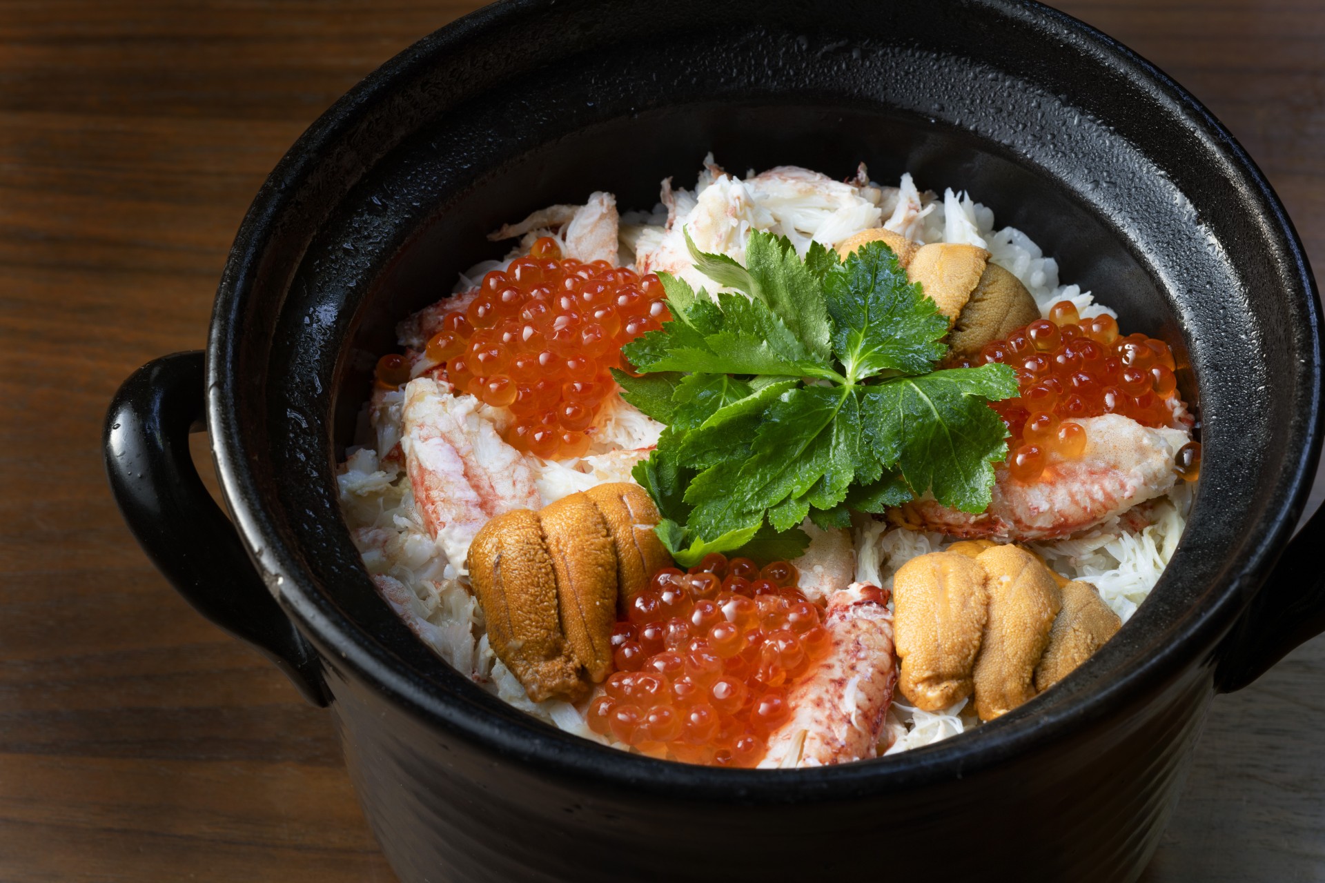 a bowl of food with a garnish