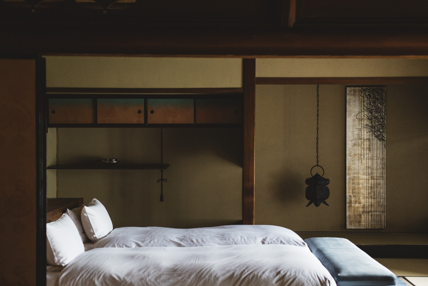 a bed in a room