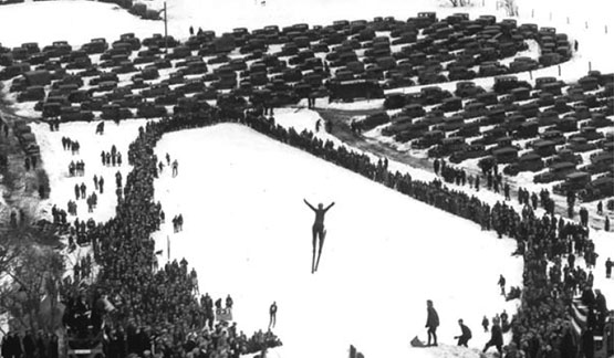 a person jumping in the snow