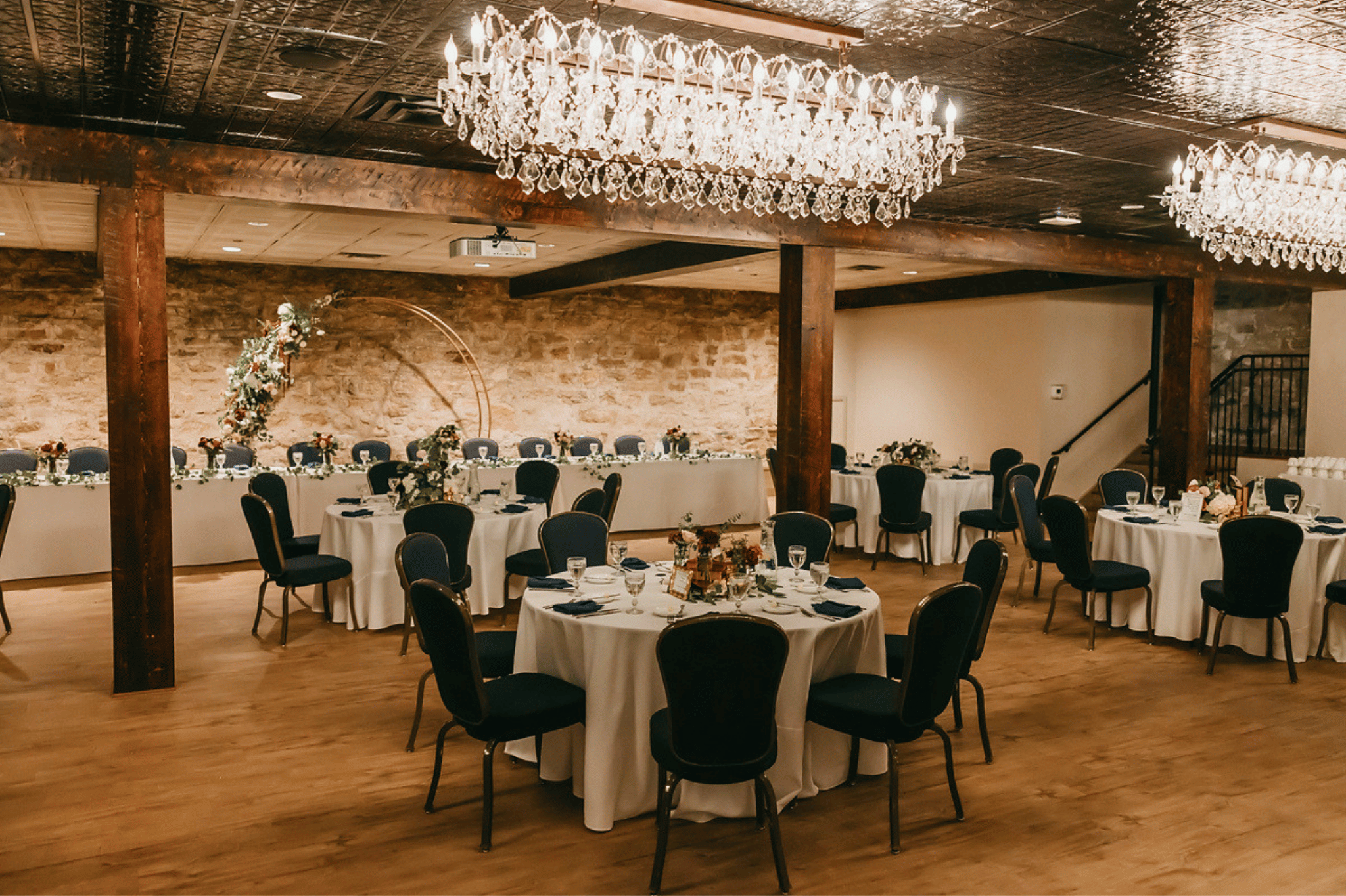 a room with tables and chairs