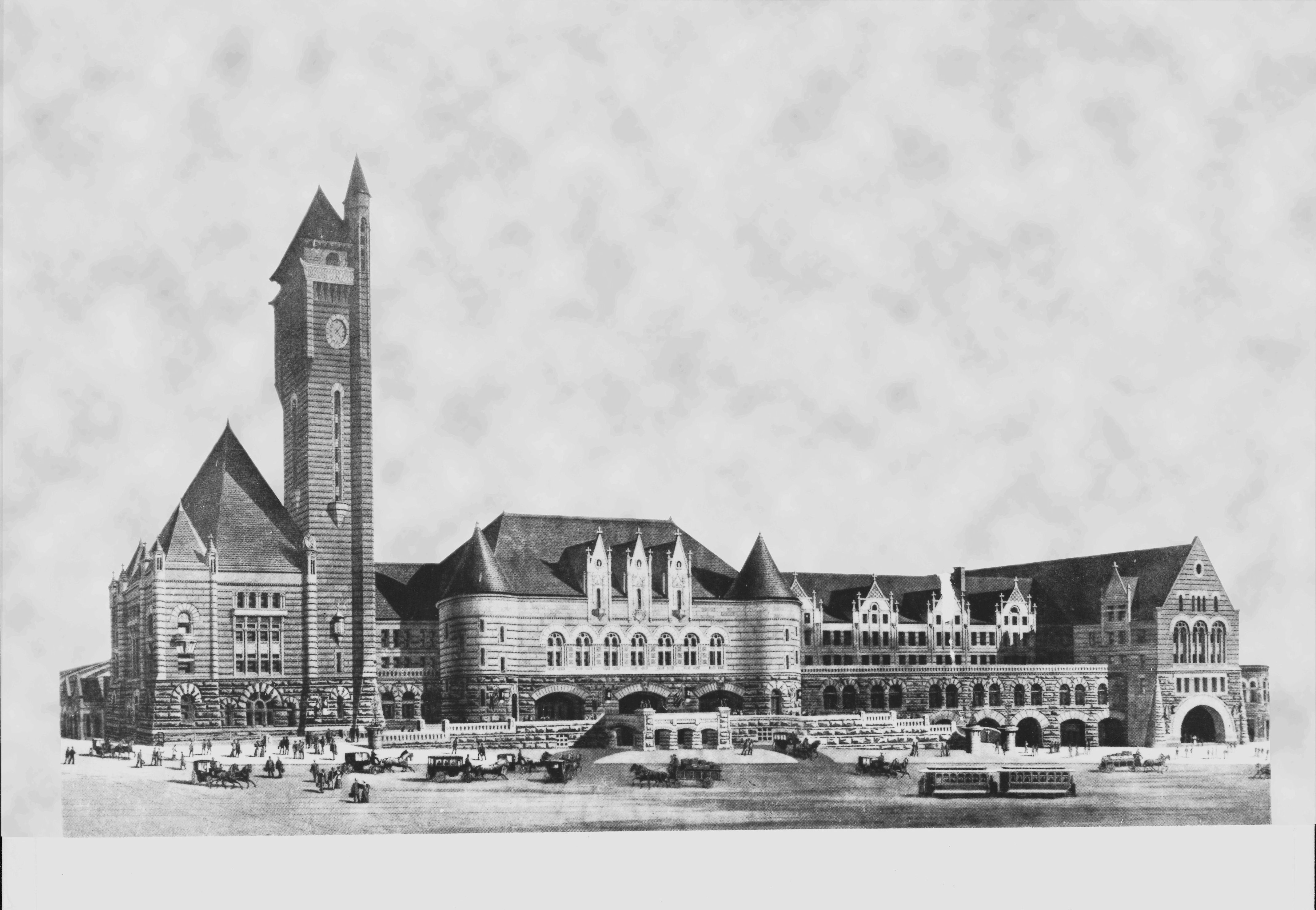 a large building with a clock tower