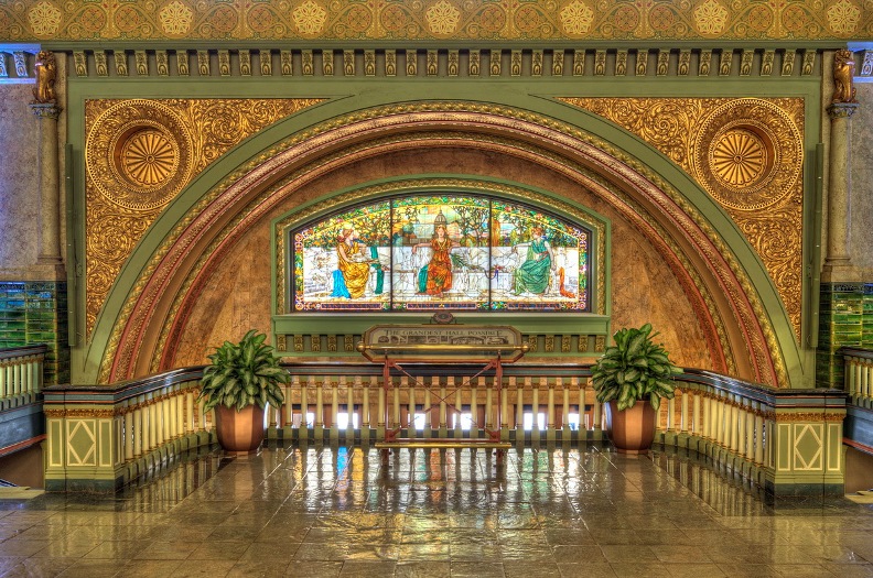 a stained glass window in Union Station