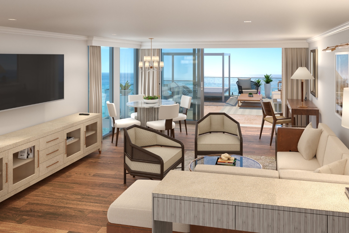 a living room with a television and a table