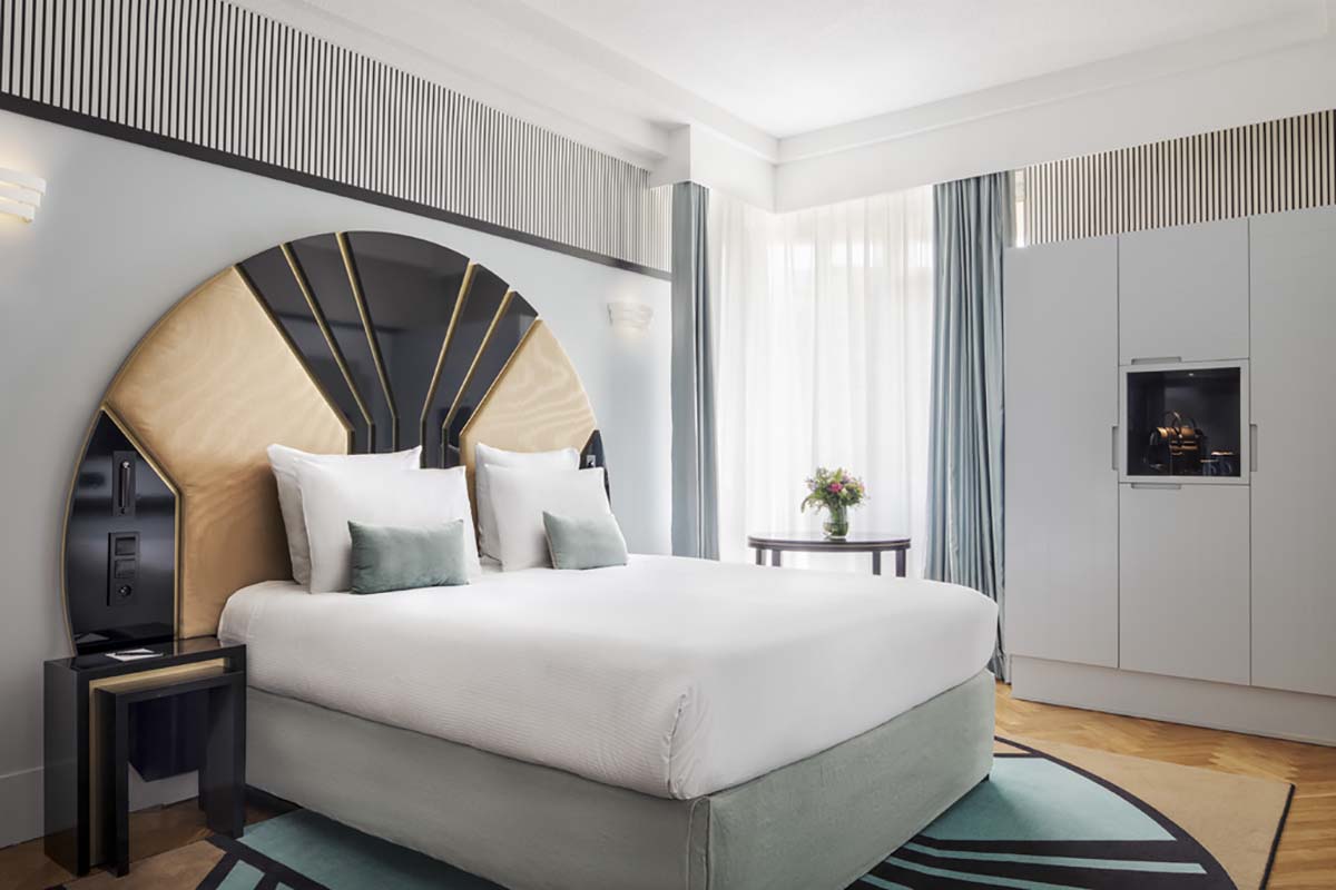 a bed in a room