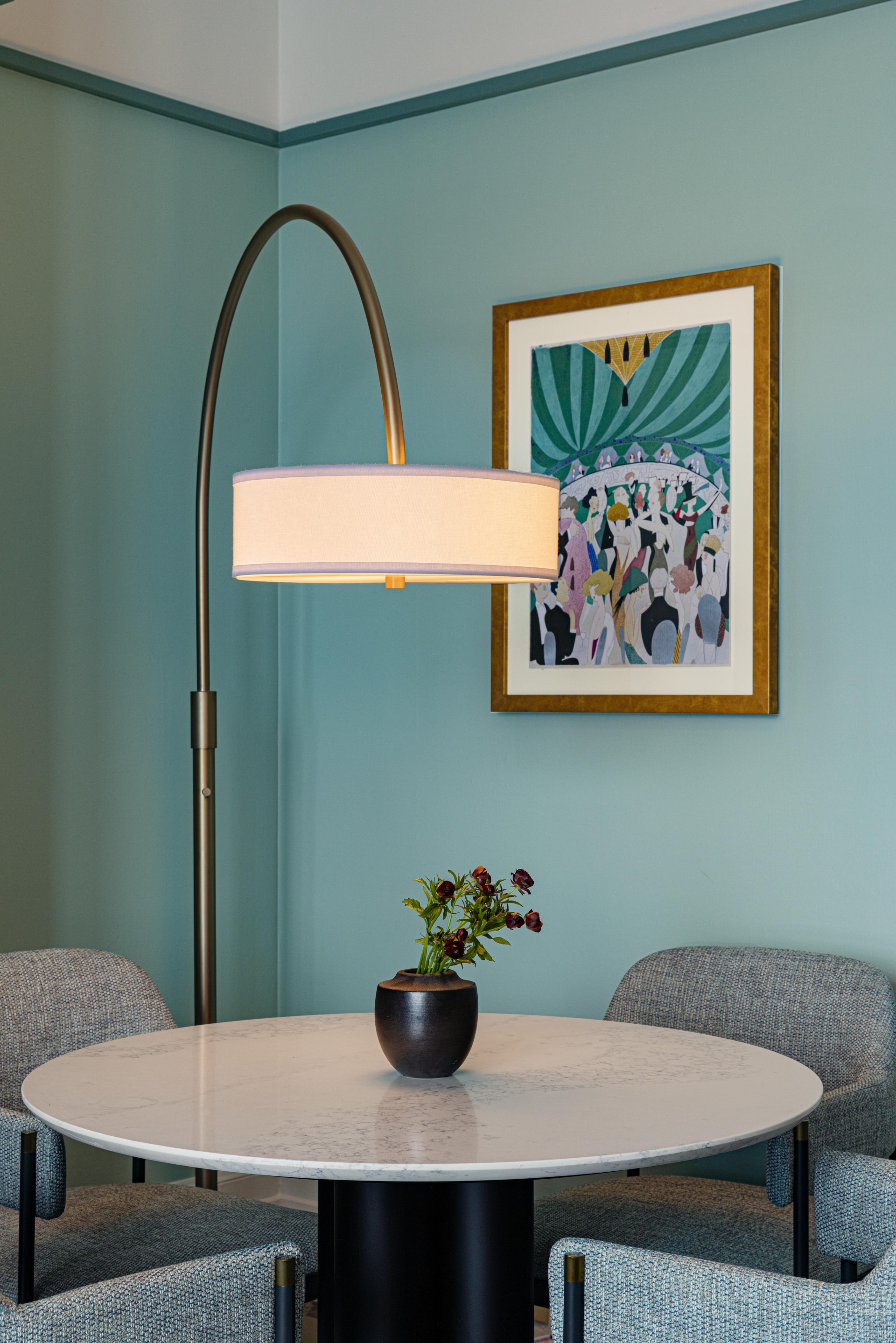 a lamp on a table