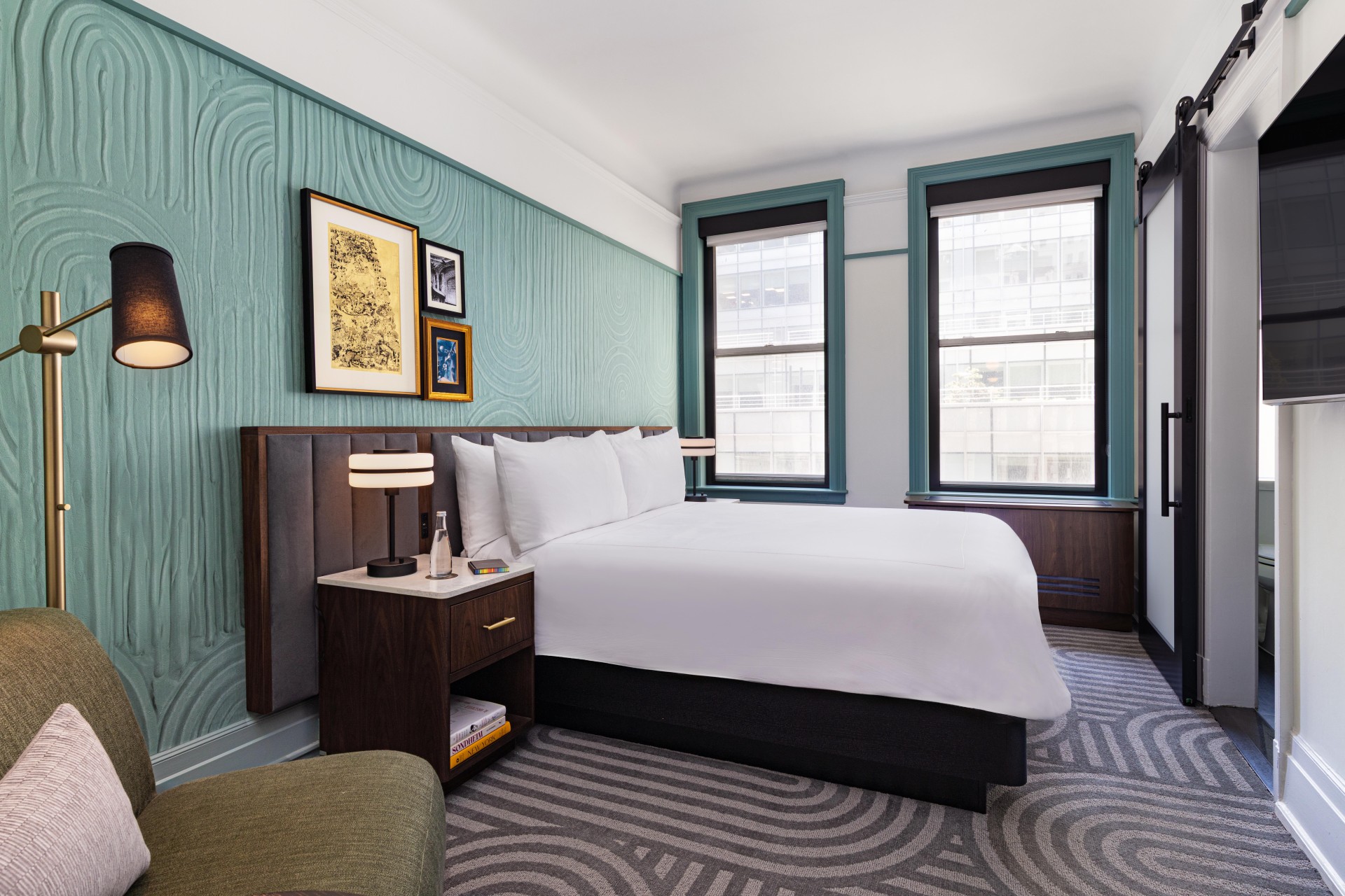 a bed in a room
