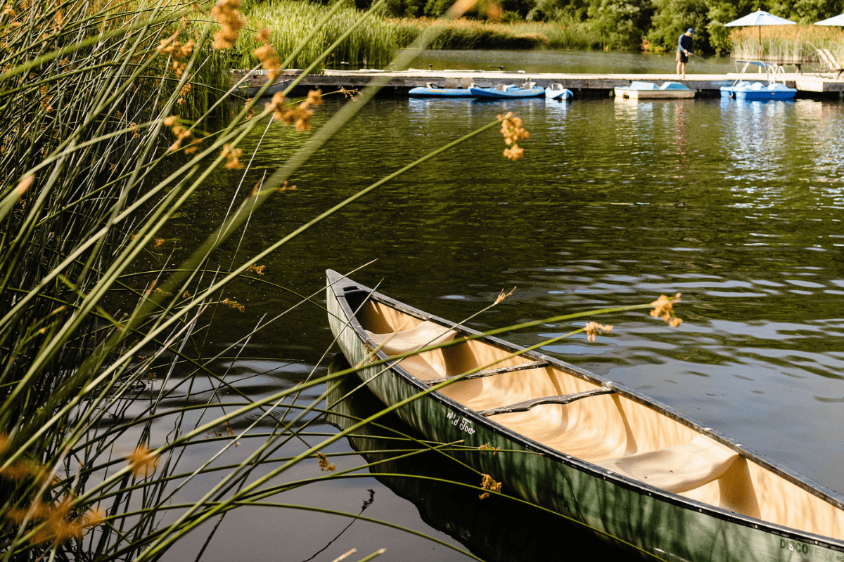 a canoe on a lake